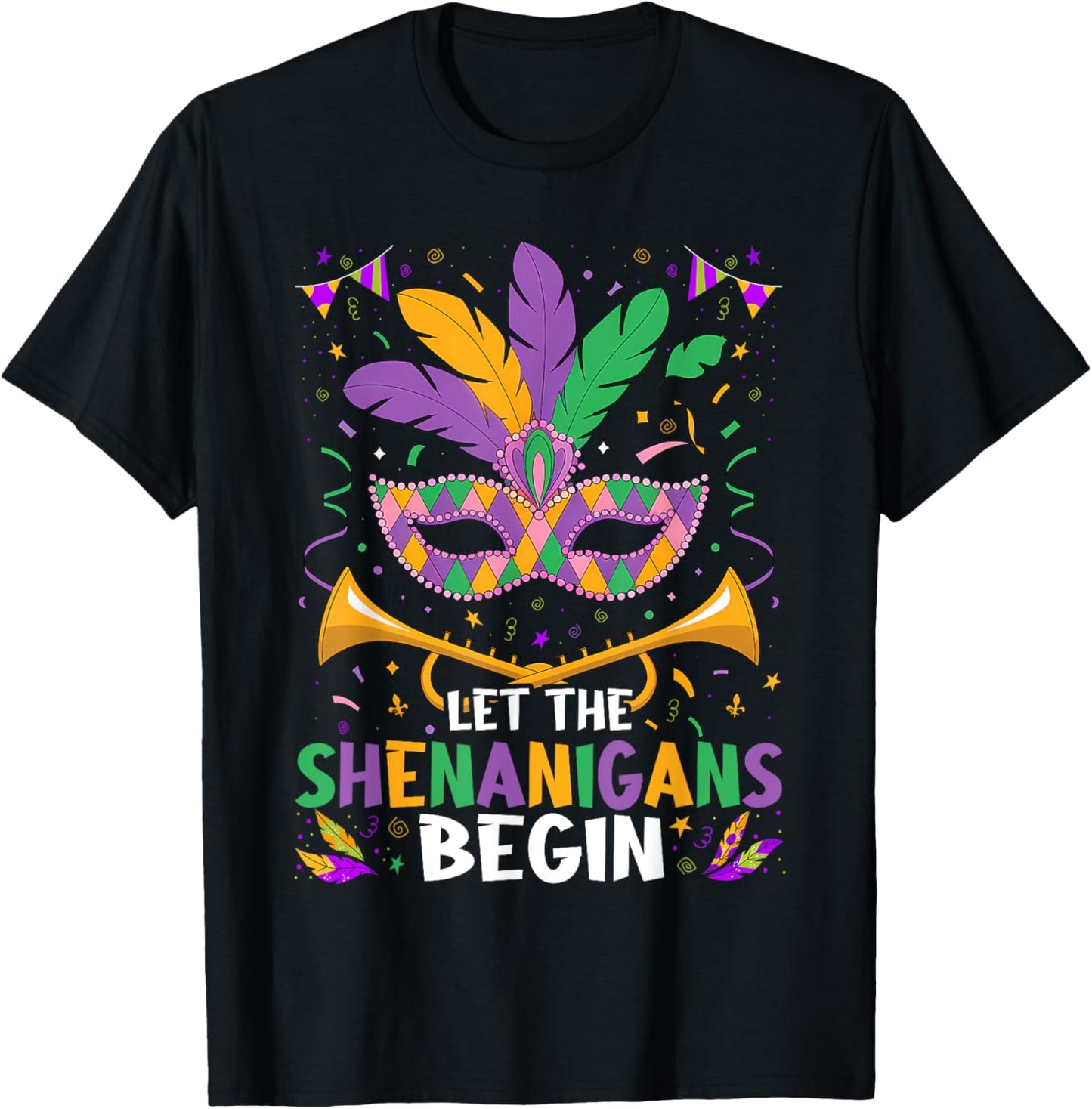 Let The Shenanigans Begin | Mardi Gras T-Shirt - T-Shirt | Black