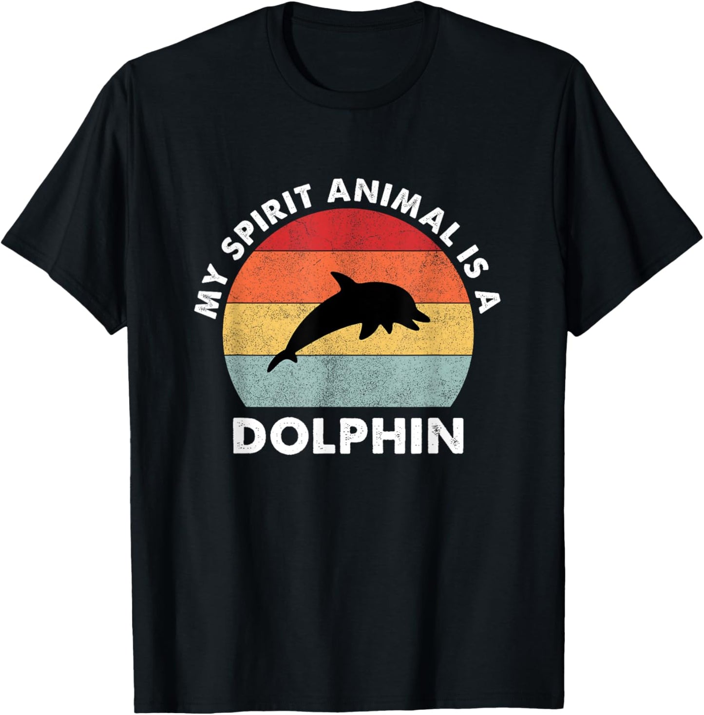 Vintage My Spirit Animal Is a Dolphin T-Shirt - T-Shirt | Black