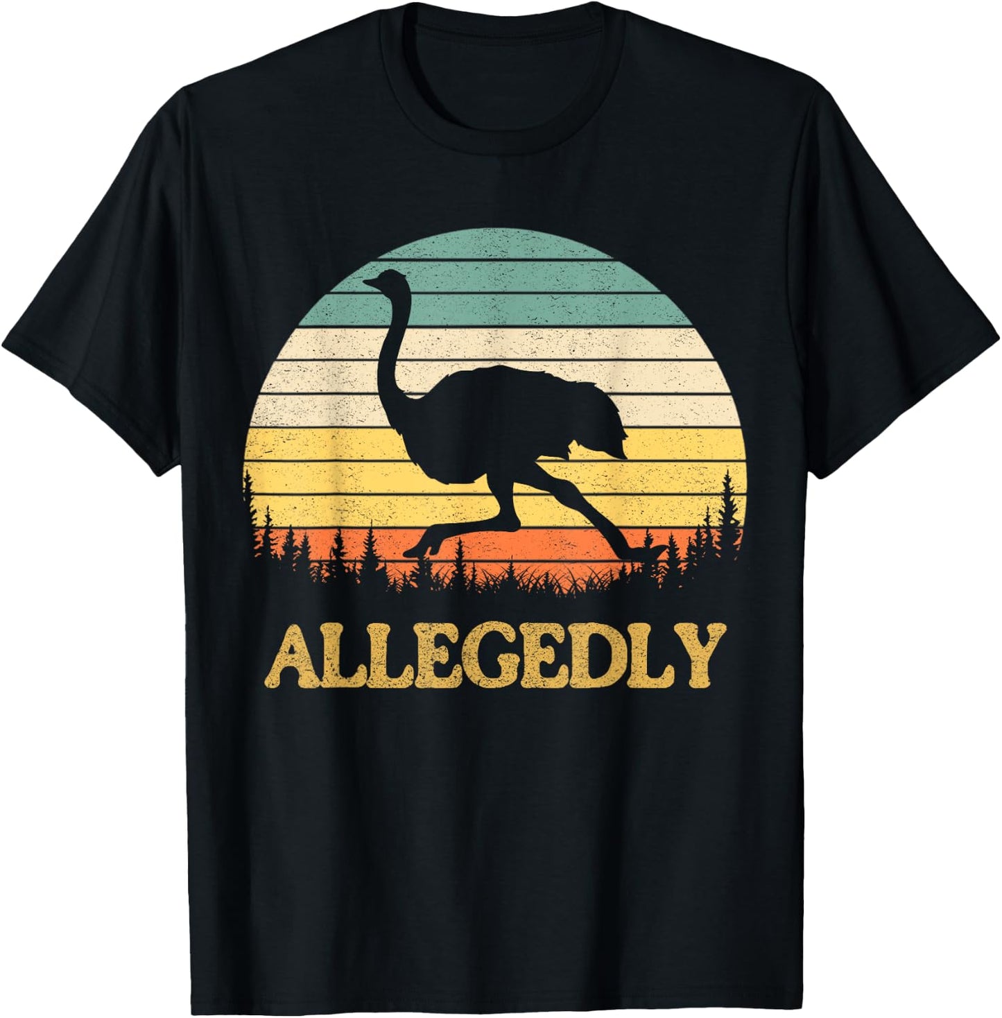Allegedly Ostrich Retro Flightless Bird Lover T-Shirt - T-Shirt | Black
