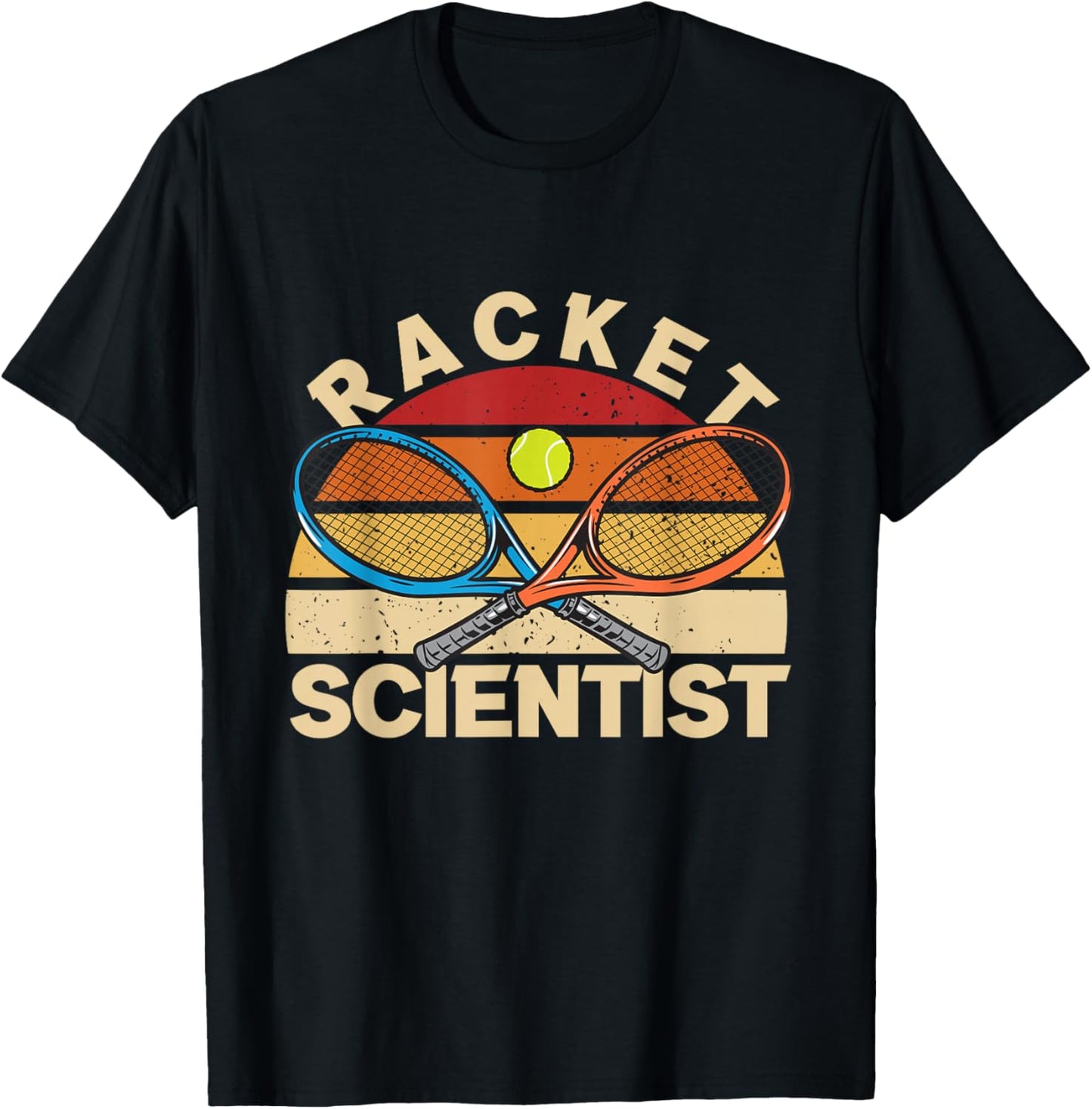 Vintage Racket Scientist | Tennis Ball | Tennis Player T-Shirt - T-Shirt | Black