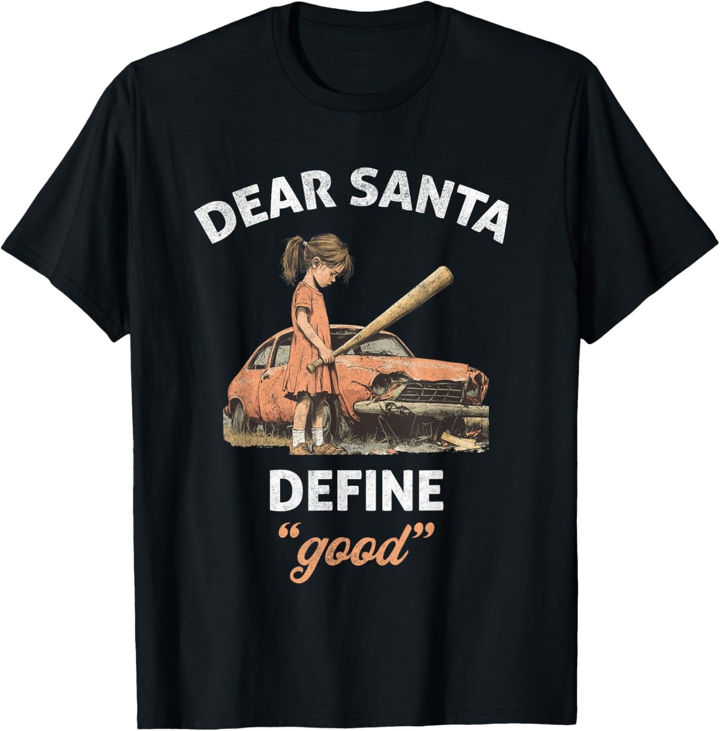 Retro Dear Santa Define Good Funny Christmas Sarcastic Women T-Shirt - T-Shirt | Black