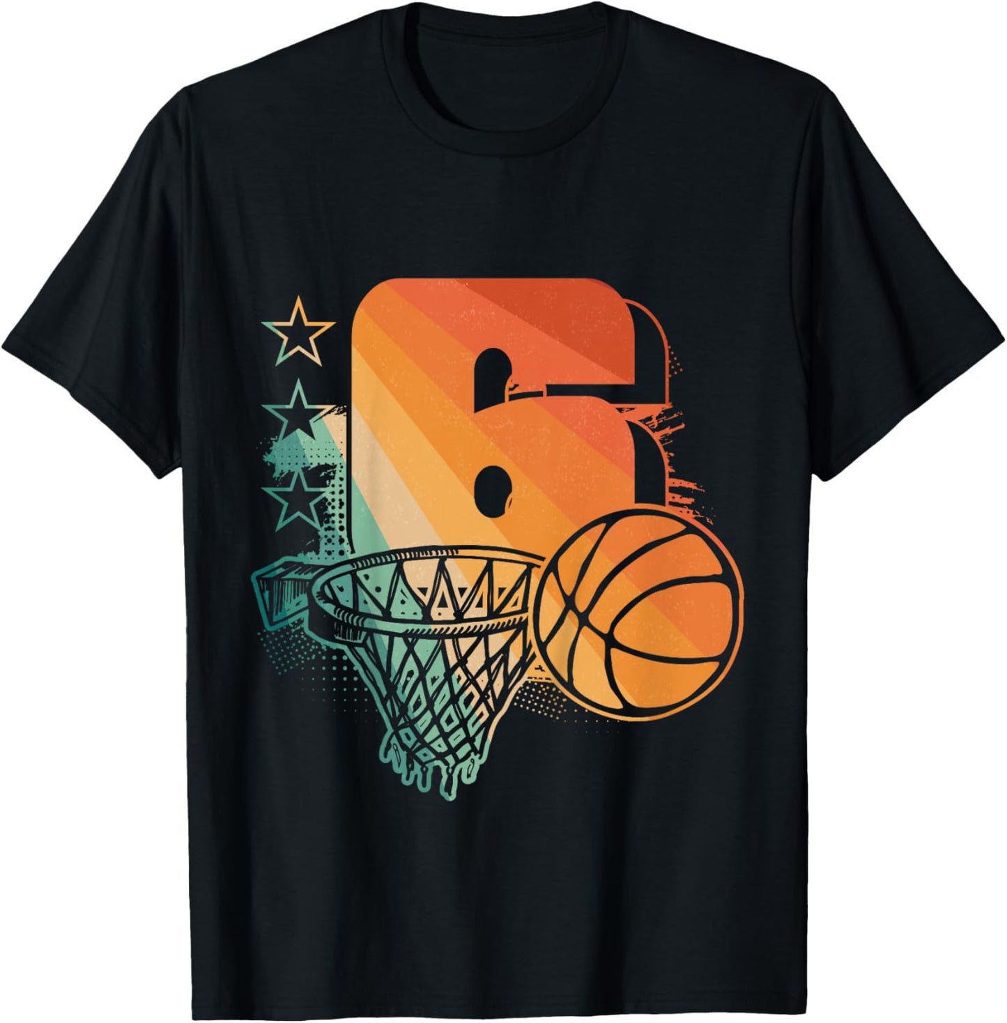 Kids 6th Birthday Boy Basketball Player Basketball 6 Years Old T-Shirt - T-Shirt | Black