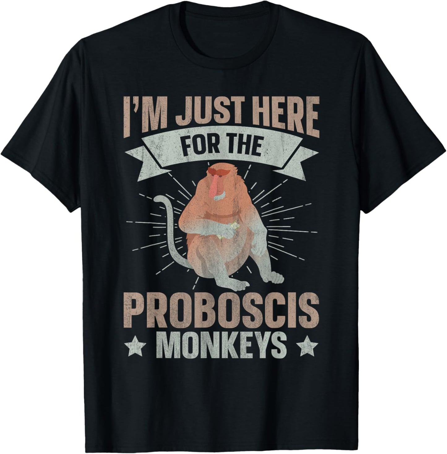 Long Nosed Monkey Design for a Proboscis Monkey Fan T-Shirt - T-Shirt | Black