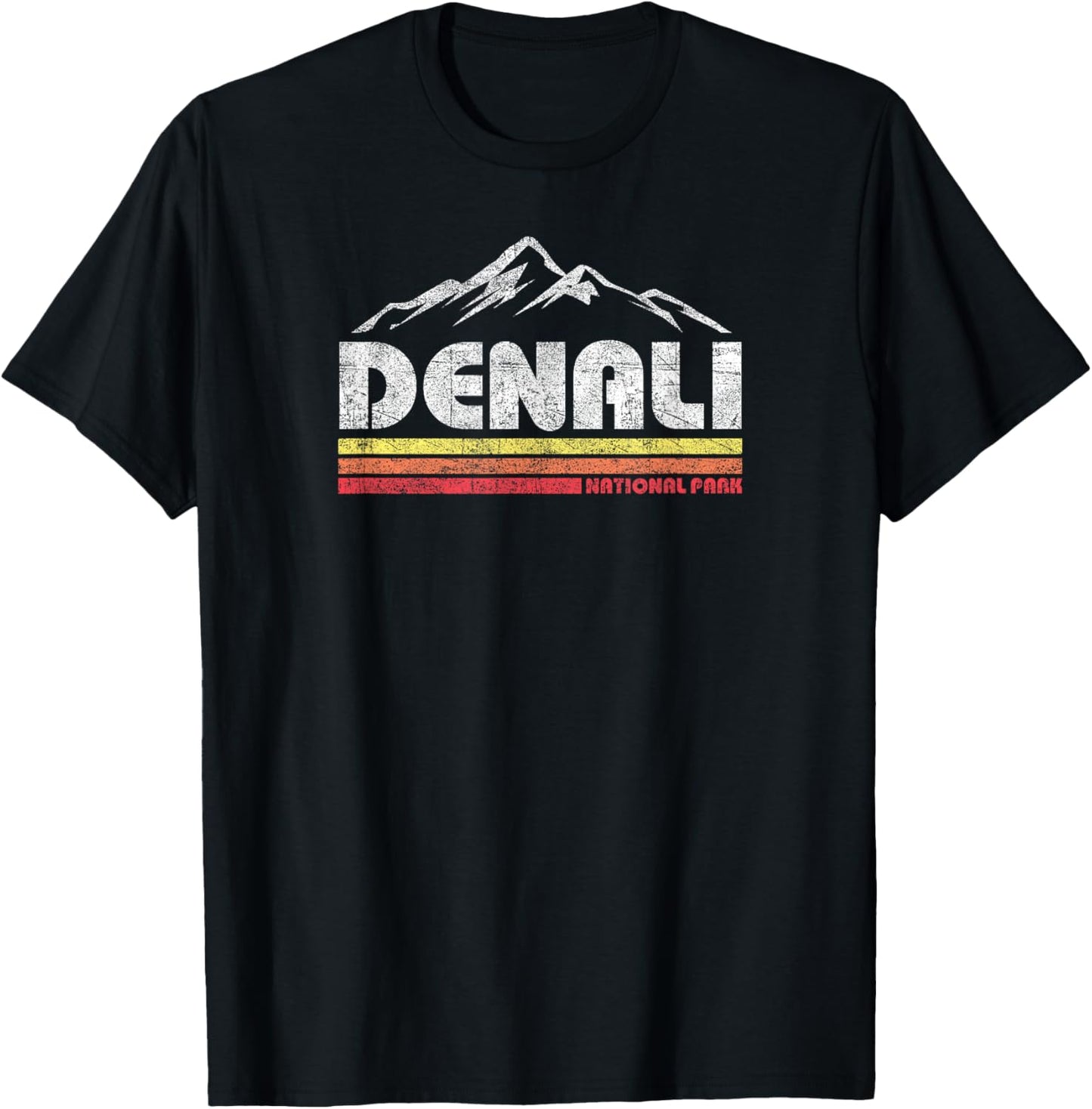 Vintage Mt Denali Alaska National Park Mountain Sunset Retro T-Shirt - T-Shirt | Black