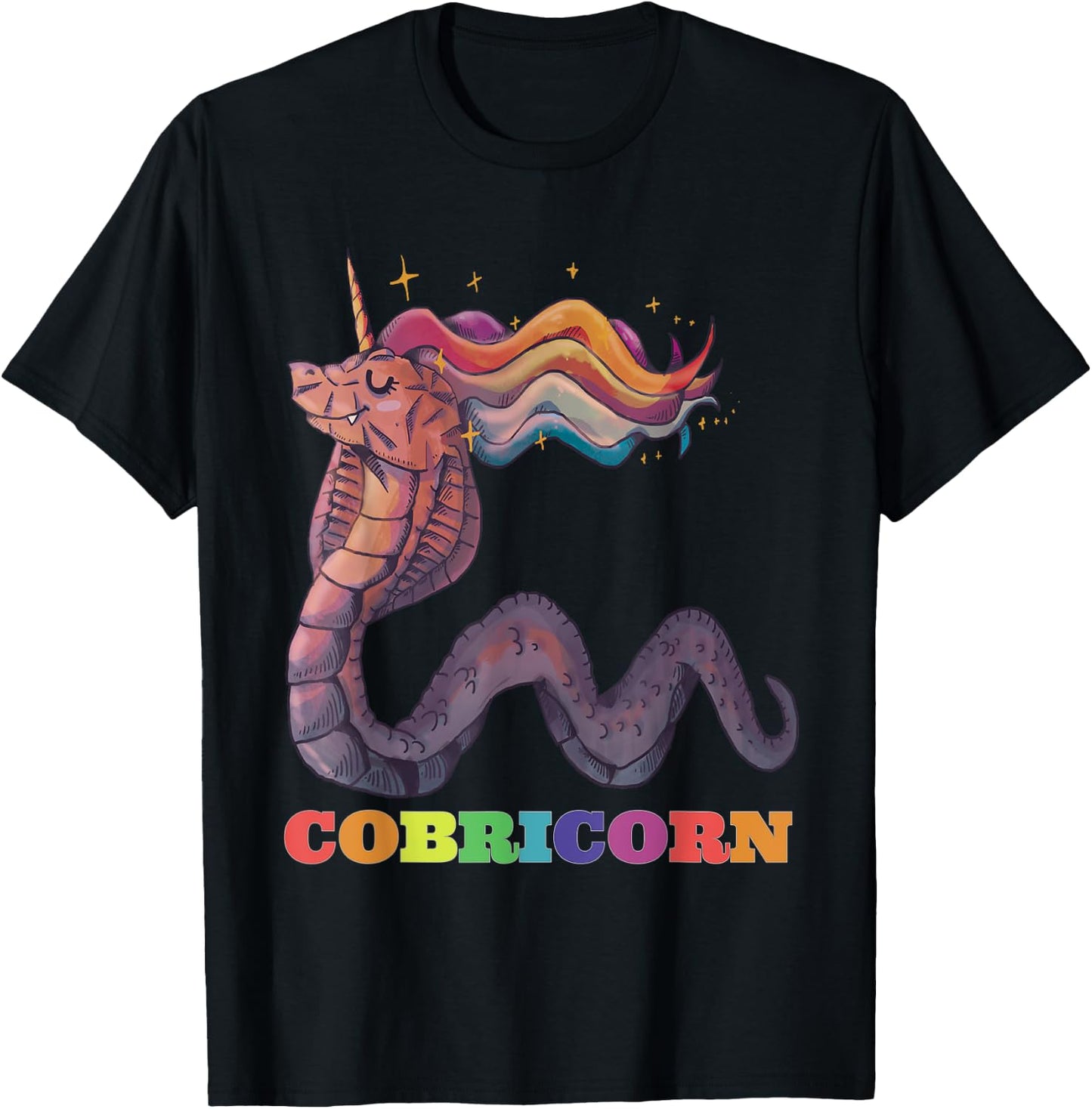 King Cobra Unicorn Cobricorn Funny Snake Lover Gift Cute T-Shirt - T-Shirt | Black
