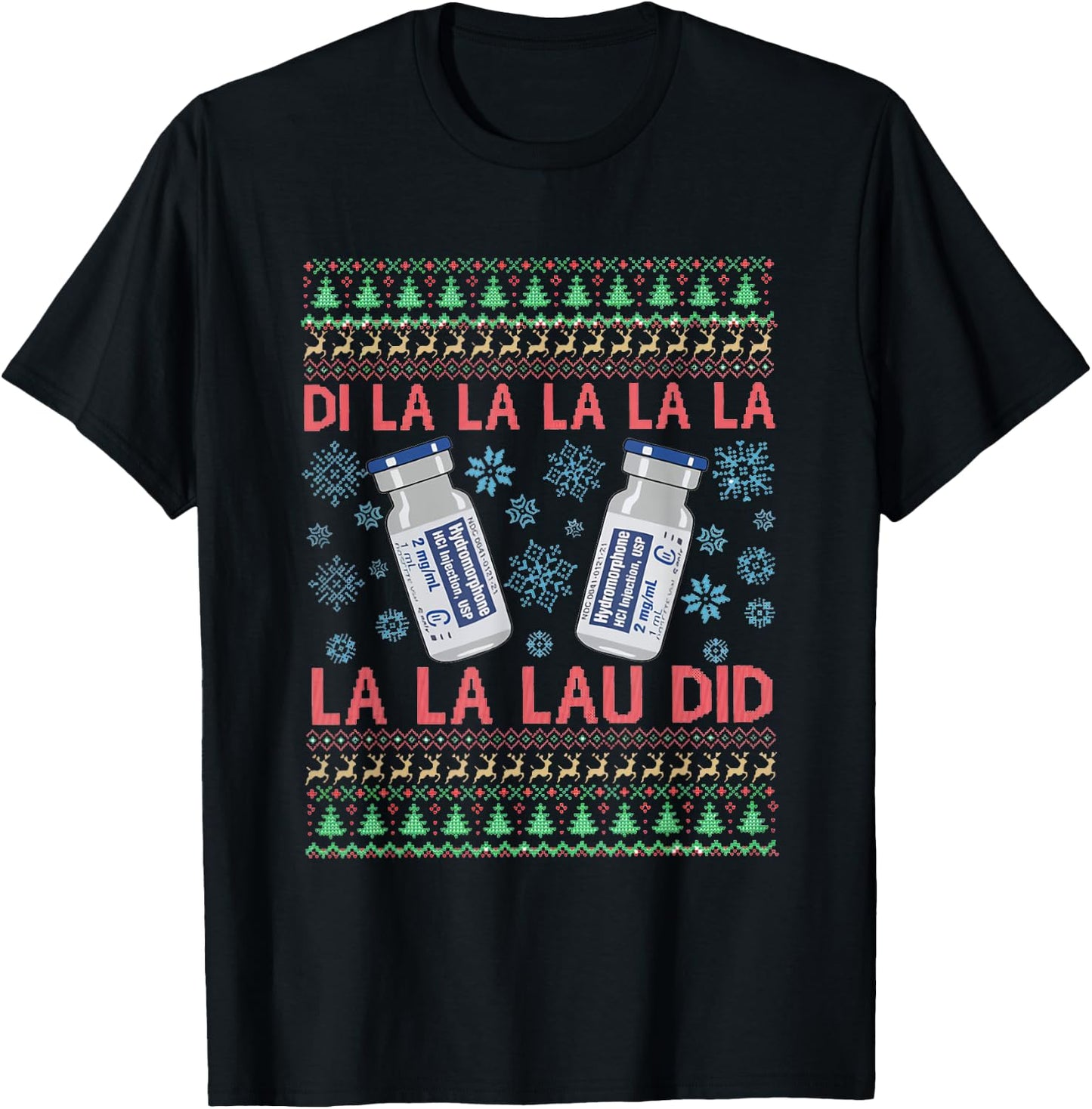 Pharmacist Nurse Ugly Christmas Er Ed Icu Med surg Rn T-Shirt - T-Shirt | Black