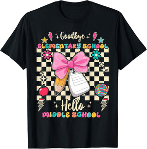 Goodbye Elementary School Hello Middle School Back To School T-Shirt - T-Shirt | Black