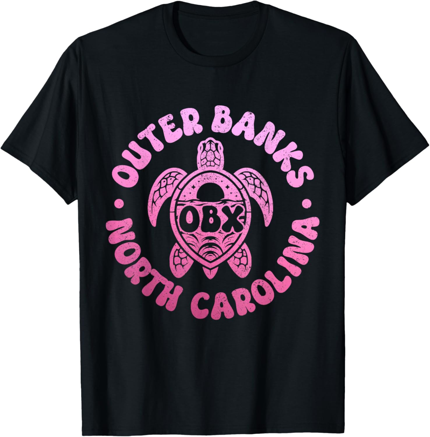 Outer Banks North Carolina Sea Turtle Beach Surf Souvenir T-Shirt - T-Shirt | Black