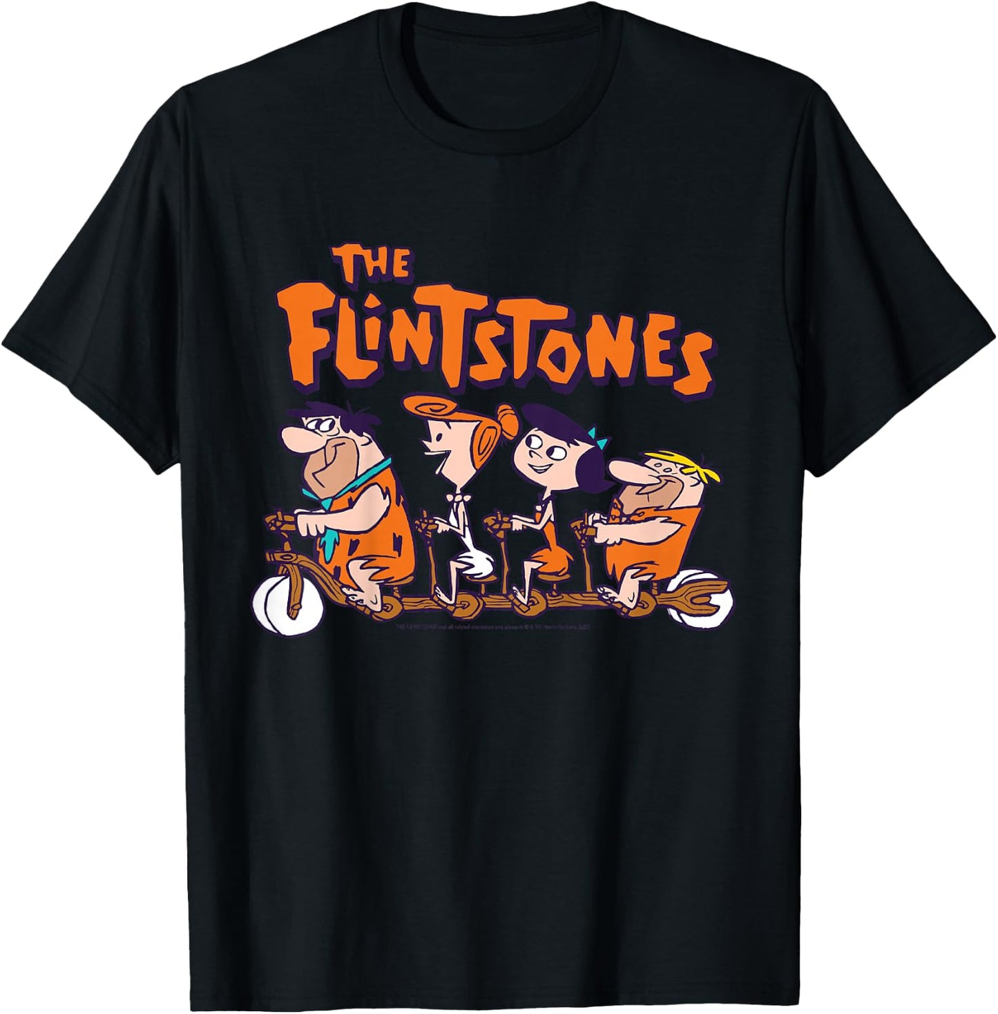 Kids The Flintstones Group Shot Bike Ride T-Shirt - T-Shirt | Black