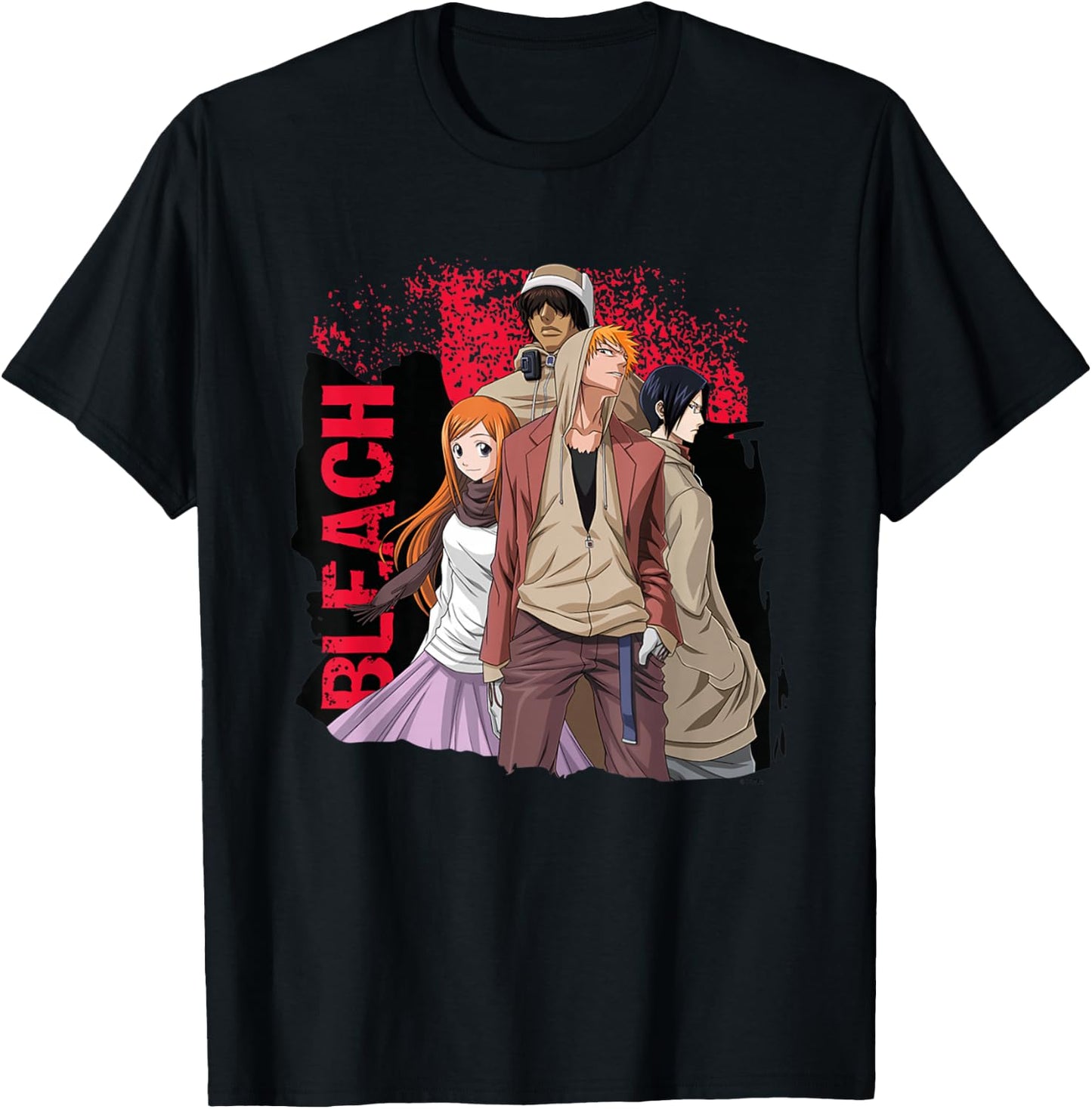 Bleach Ichigo Hood and Characters Streetwear Anime T-Shirt - T-Shirt | Black