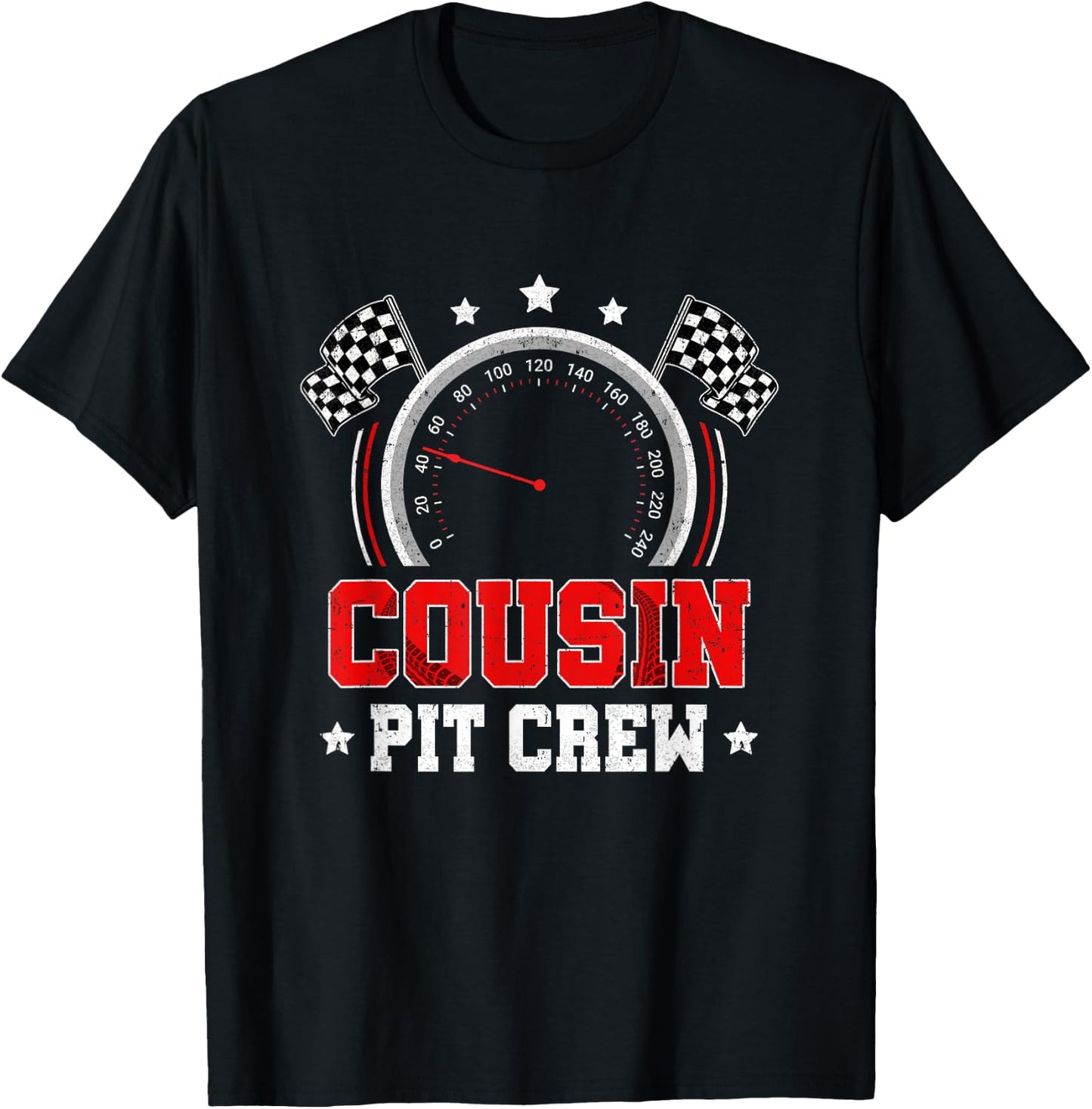 Cousin Pit Crew Race Car Birthday Party Racing Family T-Shirt - T-Shirt | Black