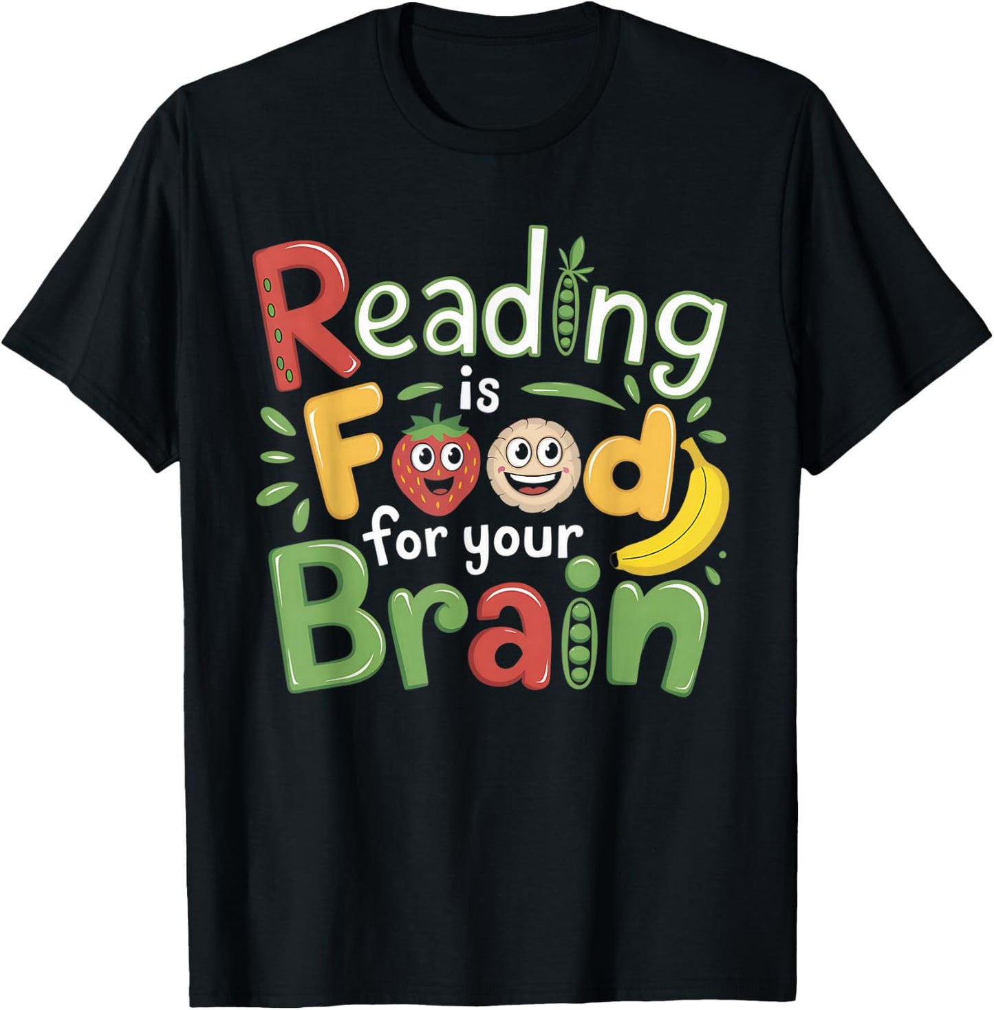 Reading Is Food For Your Brain Children's Books Kids T-Shirt - T-Shirt | Black