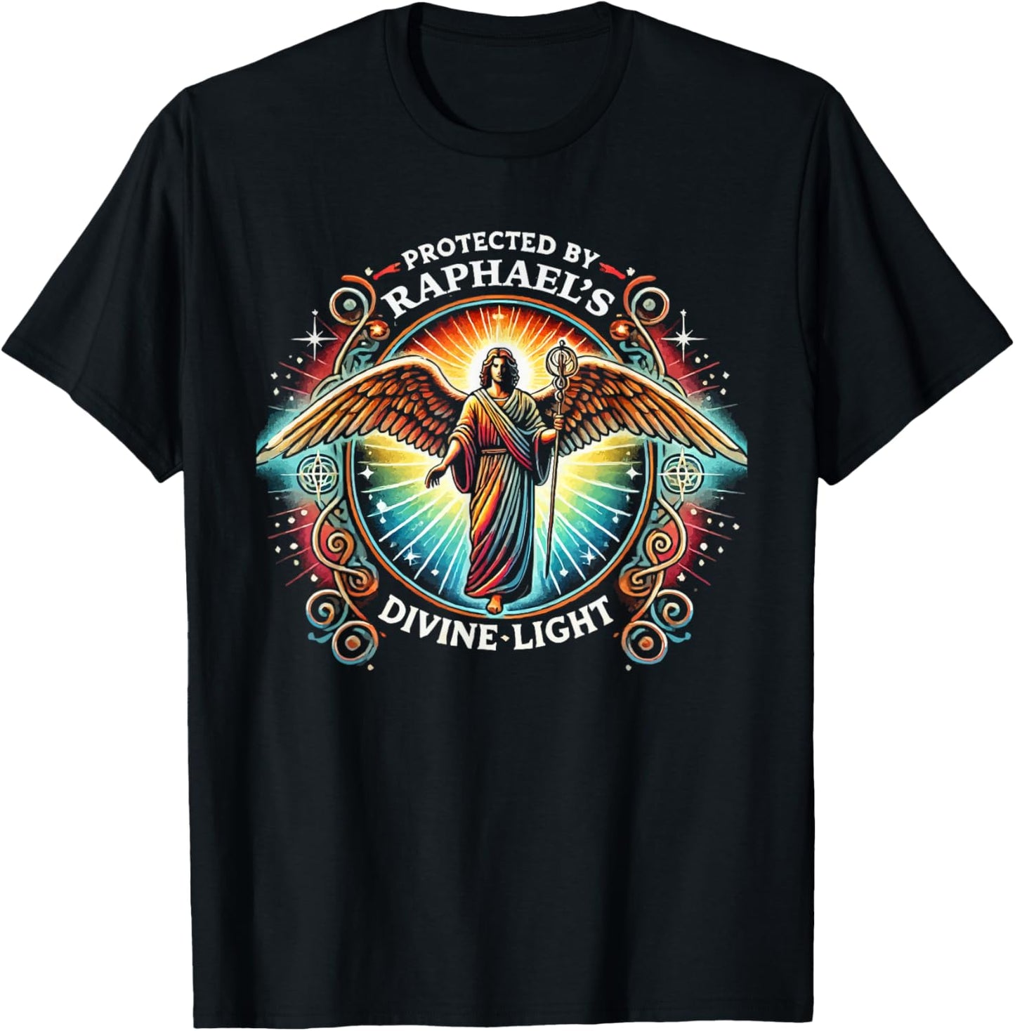 Archangel Raphael Catholic Christianity Guardian Angel T-Shirt - T-Shirt | Black