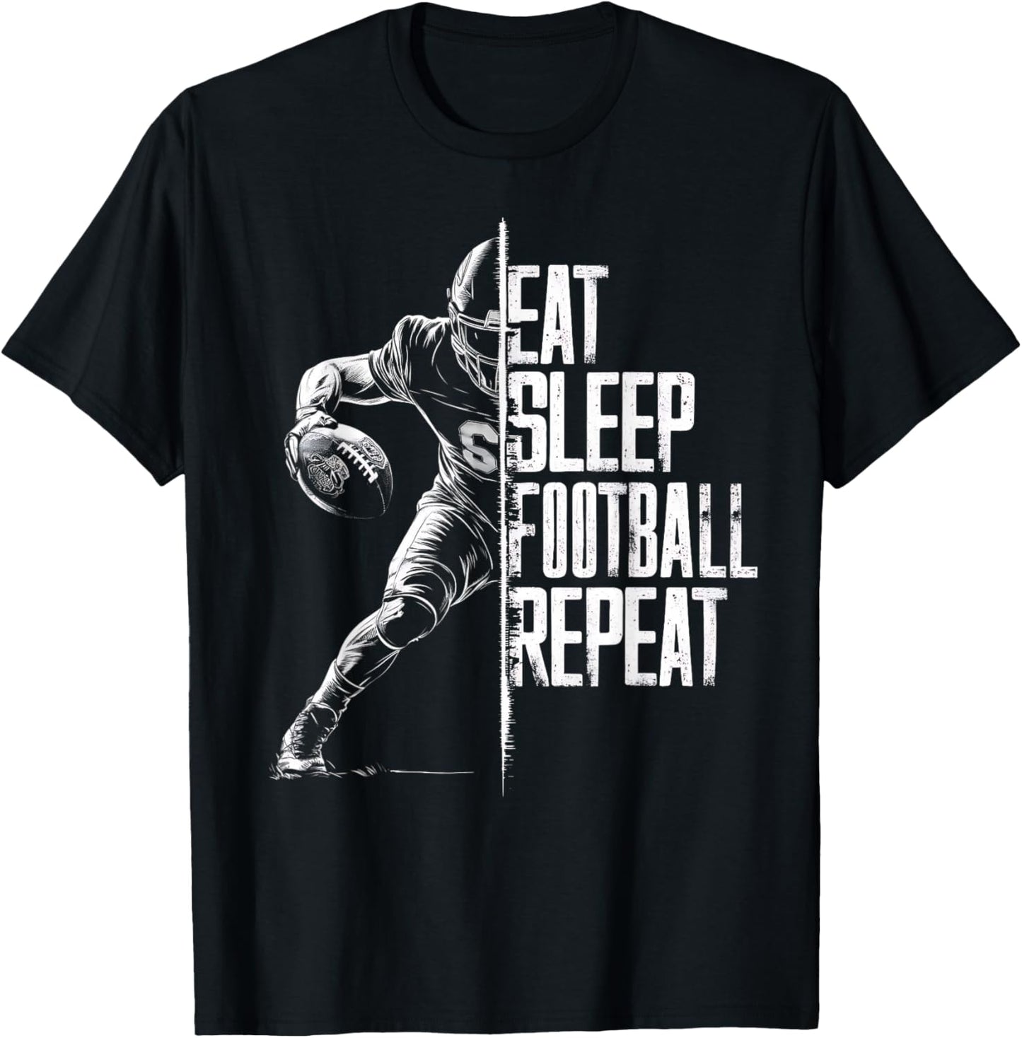 Eat Sleep Football Repeat Football Lovers Youth Kids Boys T-Shirt - T-Shirt | Black
