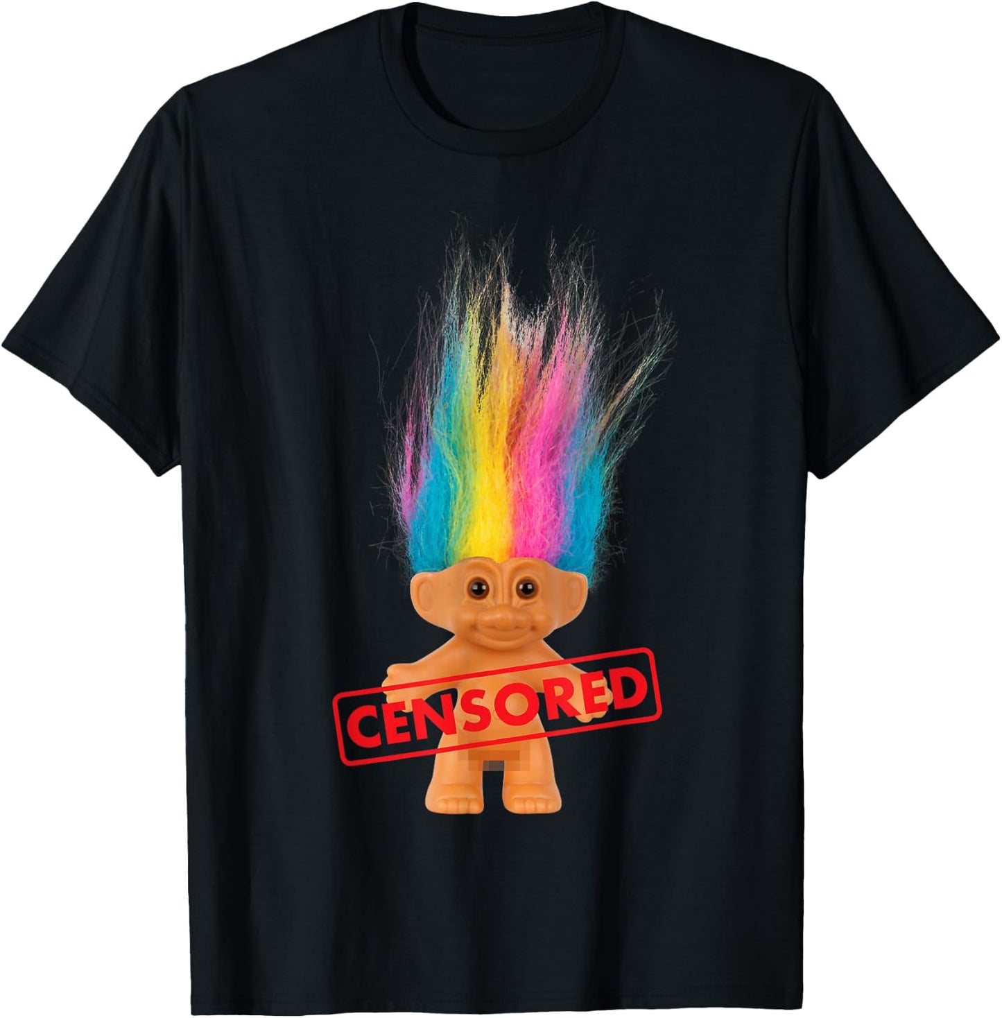 DreamWorks Trolls Censored Rainbow Hair T-Shirt - T-Shirt | Black