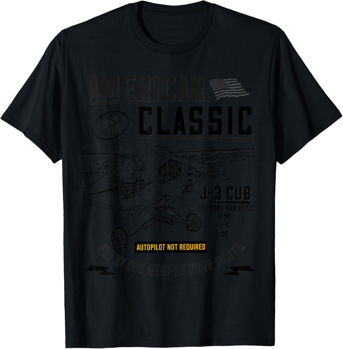 Piper Cub Airplane An American Classic T-Shirt - T-Shirt | Black