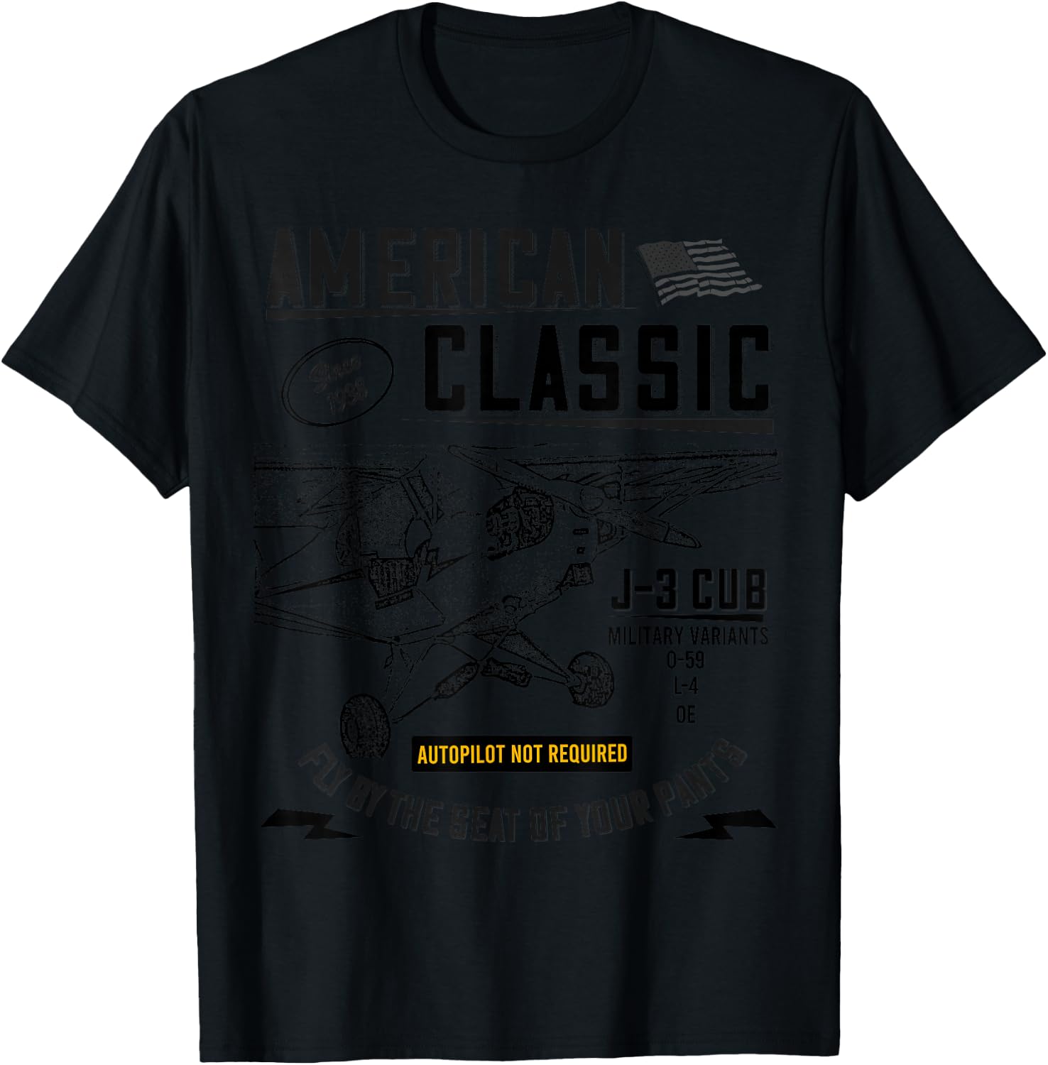 Piper Cub Airplane An American Classic T-Shirt - T-Shirt | Black