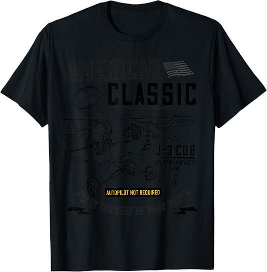 Piper Cub Airplane An American Classic T-Shirt - T-Shirt | Black