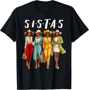 Sistas African American Black Women Afro Girls Together T-Shirt - T-Shirt | Black