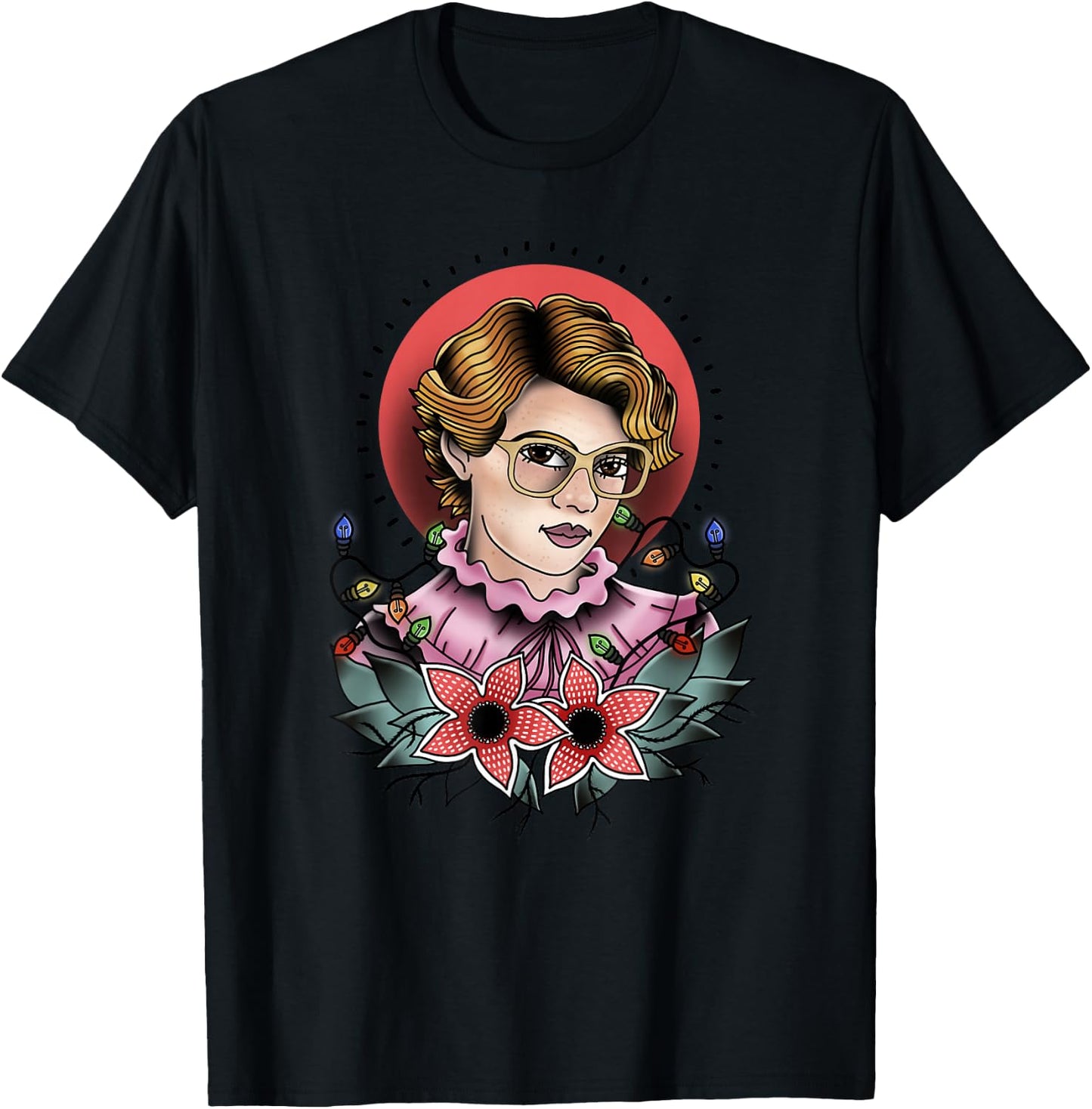 Stranger Things Barb Floral Demogorgon Tattoo Print T-Shirt - T-Shirt | Black