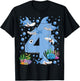 Kids 4 Years Old Shark Ocean Theme 4th Birthday Boy Party T-Shirt - T-Shirt | Black
