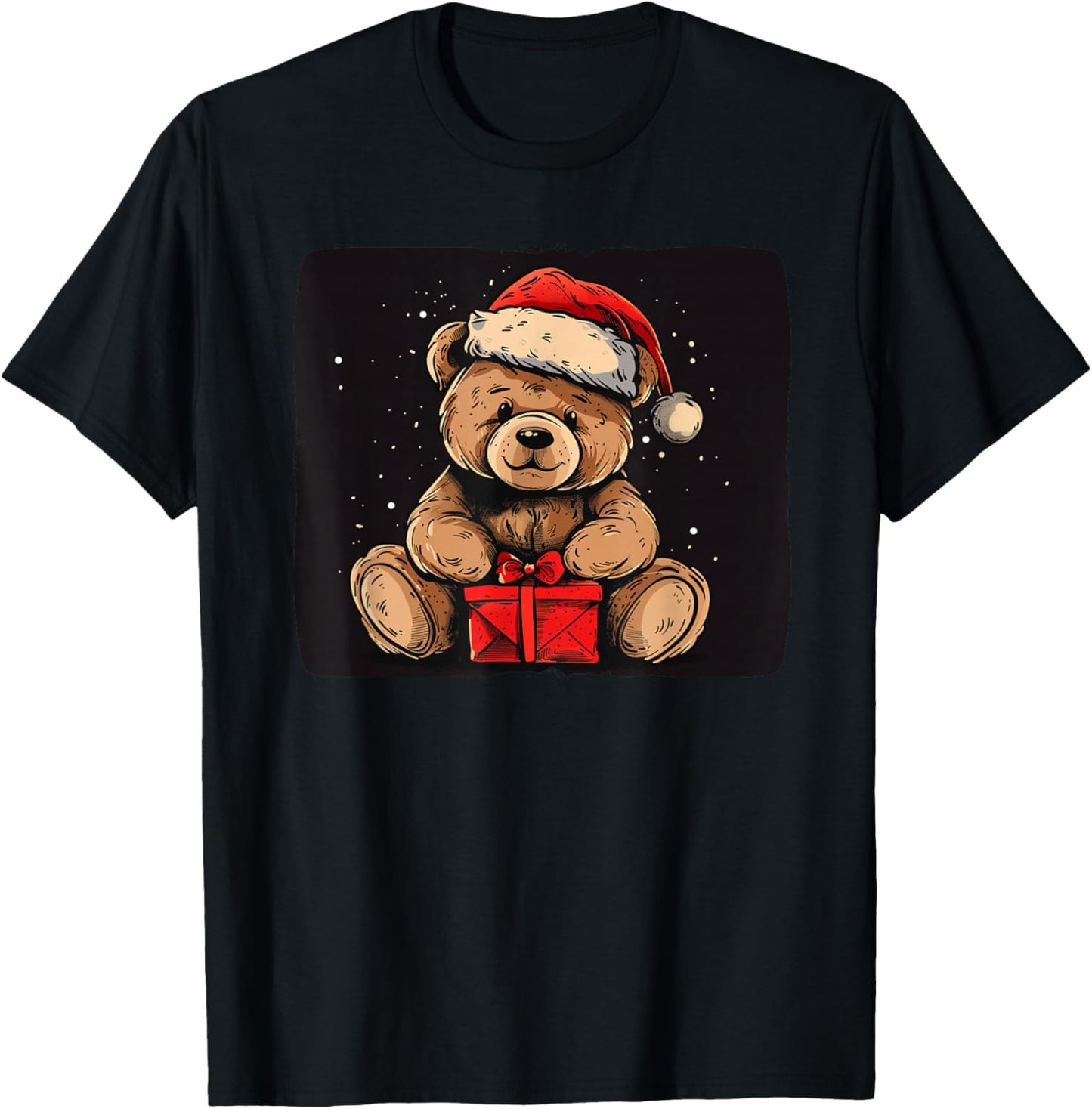 Friendly Teddy Bear in Christmas Season T-Shirt - T-Shirt | Black