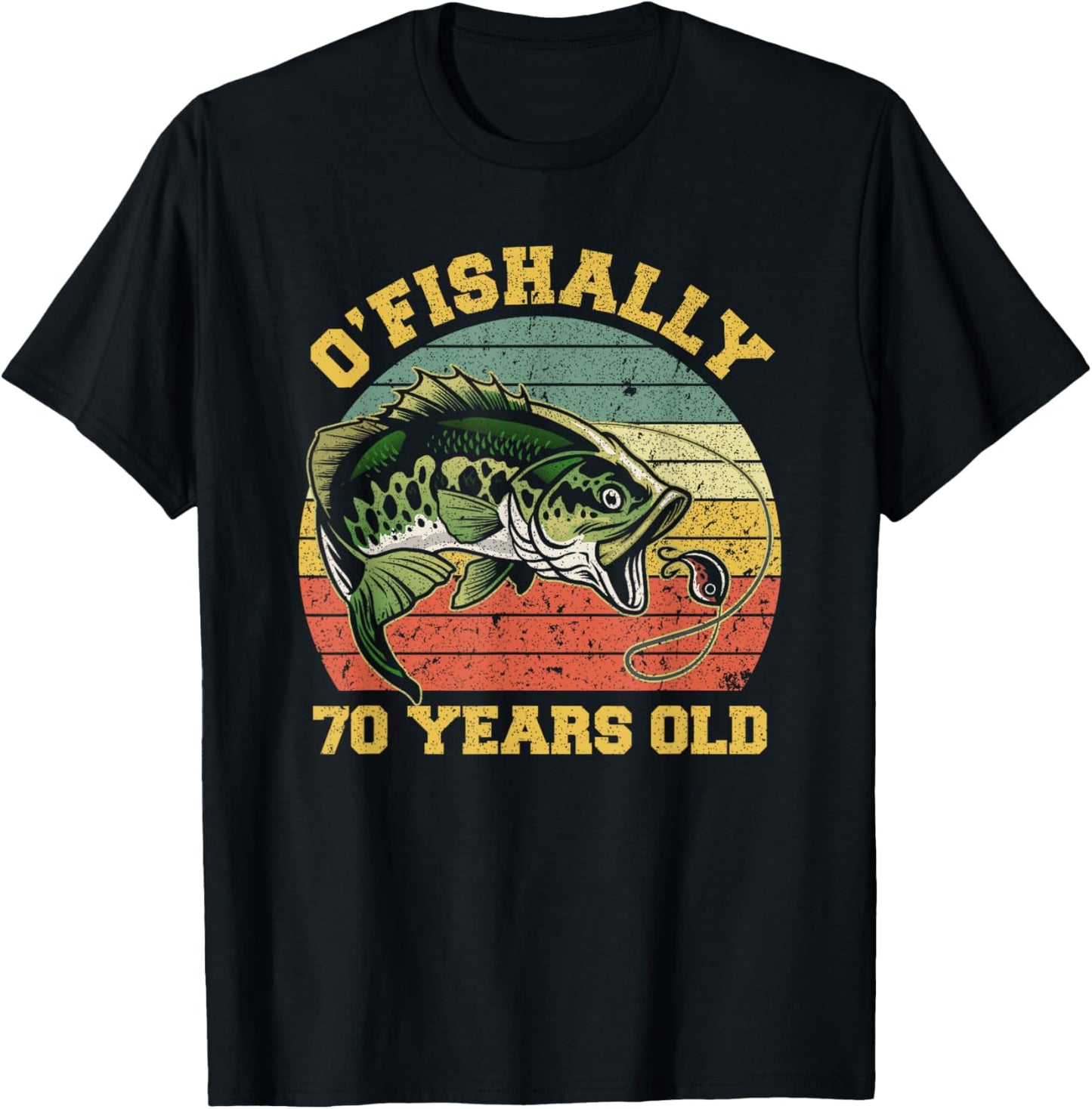 O'Fishally 70 Years Old Fishing Birthday Theme Party 70th T-Shirt - T-Shirt | Black