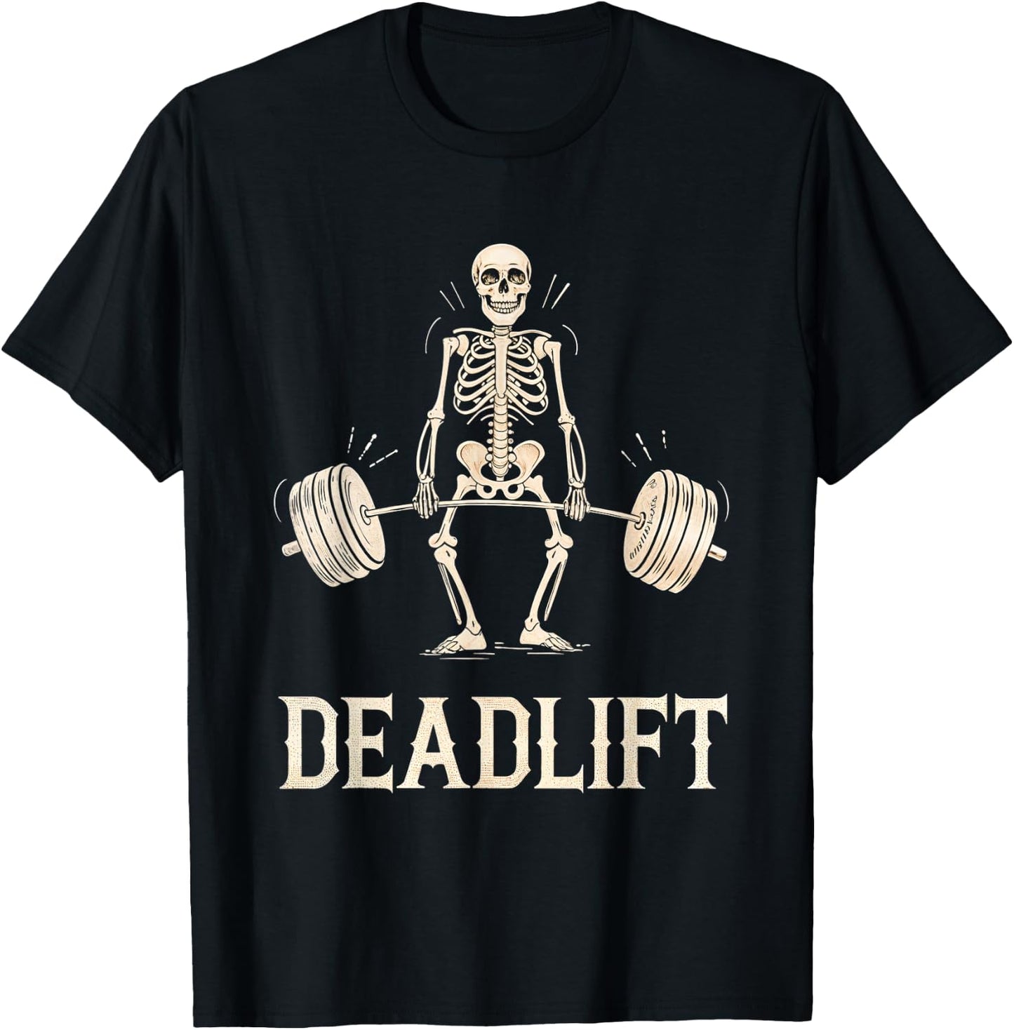 Deadlift Skeleton Weightlifting Gym Fitness Workout T-Shirt - T-Shirt | Black