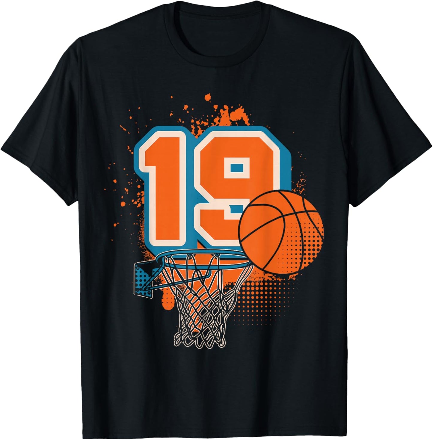 19th Birthday Boy Basketball Player Basketball 19 Years Old T-Shirt - T-Shirt | Black