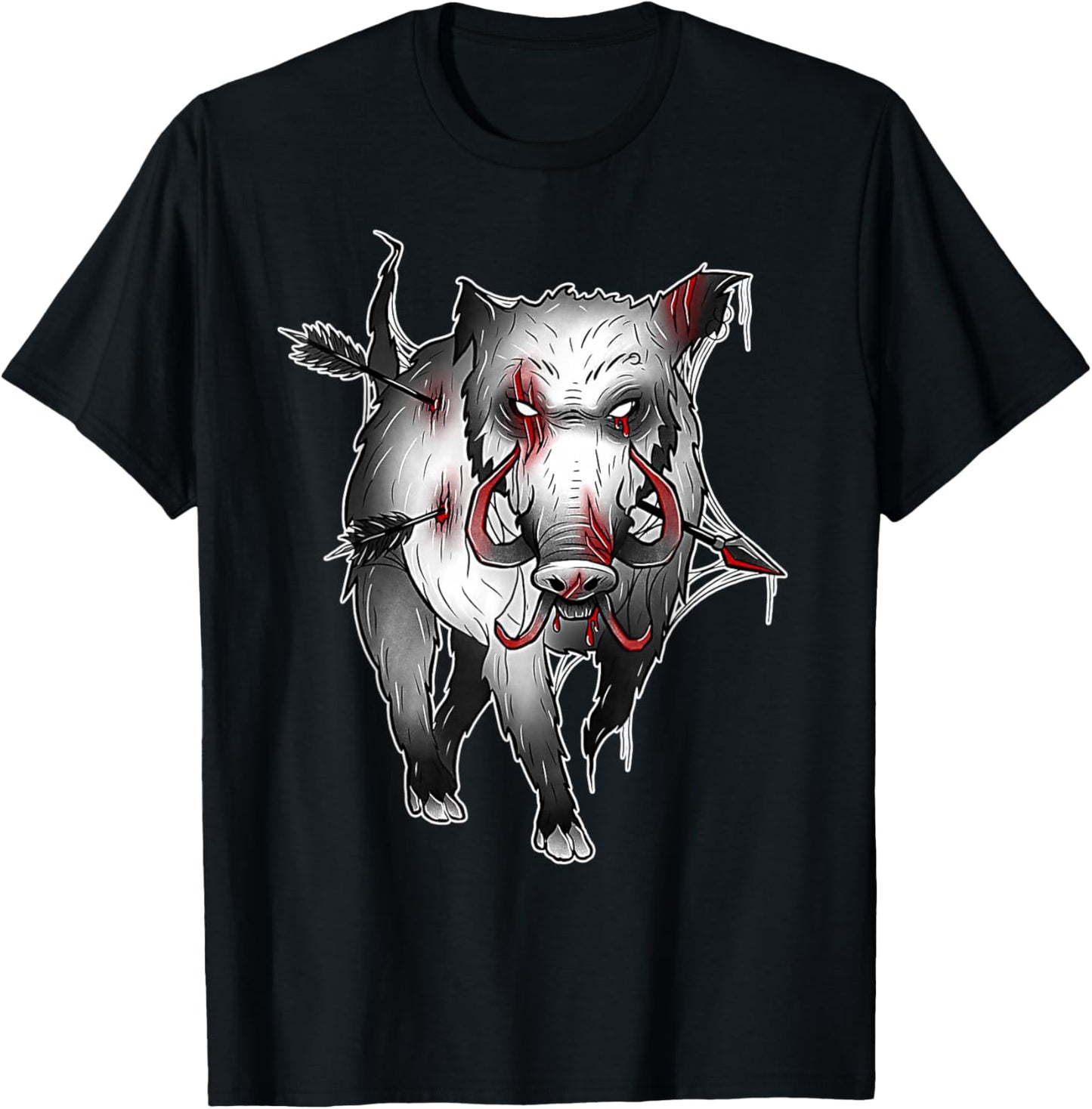Wild Boar Zombie Hog Creepy Pig T-Shirt - T-Shirt | Black