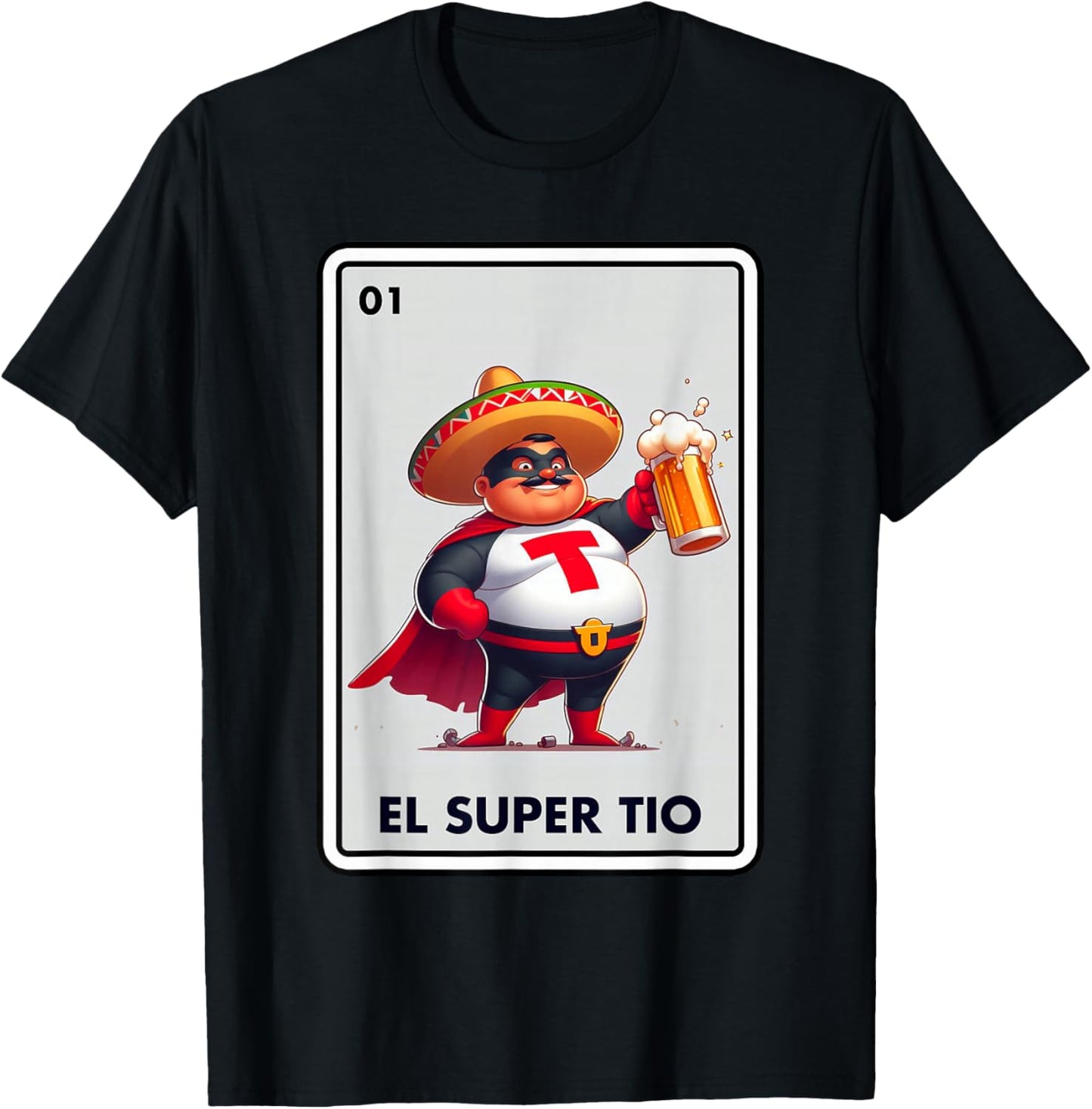 Mexican Uncle Drinking Lover Tio El Tio Mexican Bingo Card T-Shirt - T-Shirt | Black