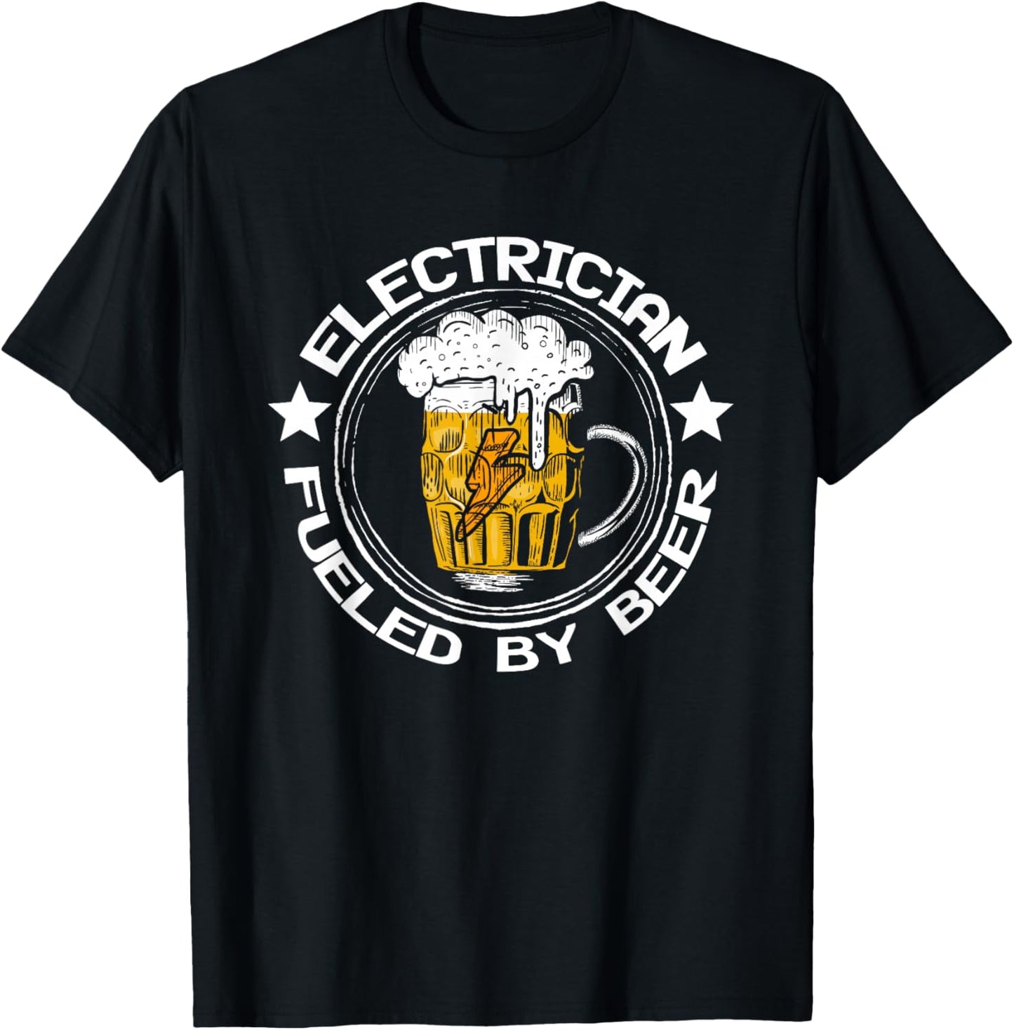 Electrician Fueled By Beer | Electrical Engineer | Lineman T-Shirt - T-Shirt | Black