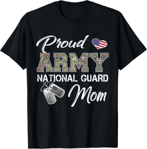 Proud Army National Guard Mom US Flag Dog Tag T-Shirt - T-Shirt | Black