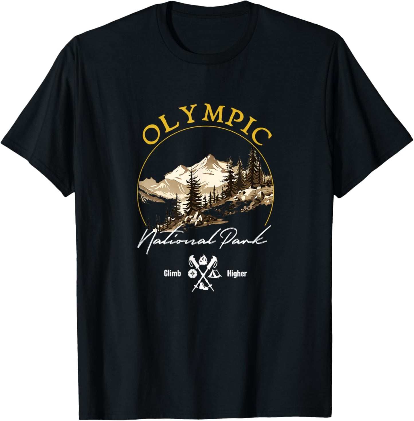 Olympic National Park Retro Vintage Apparel - Souvenir T-Shirt - T-Shirt | Black