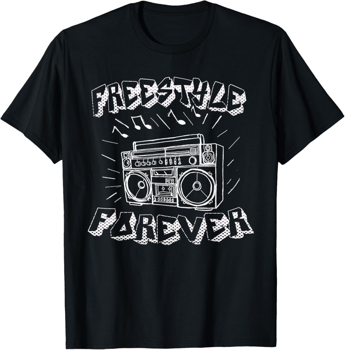Freestyle Forever Graffiti Boombox 80's Music T-Shirt - T-Shirt | Black