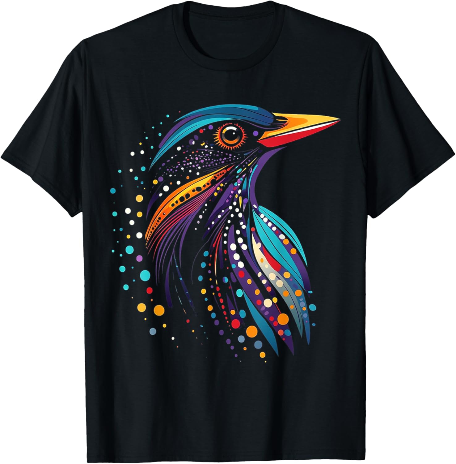 Starling Bird Motif Animal Illustration Starling T-Shirt - T-Shirt | Black