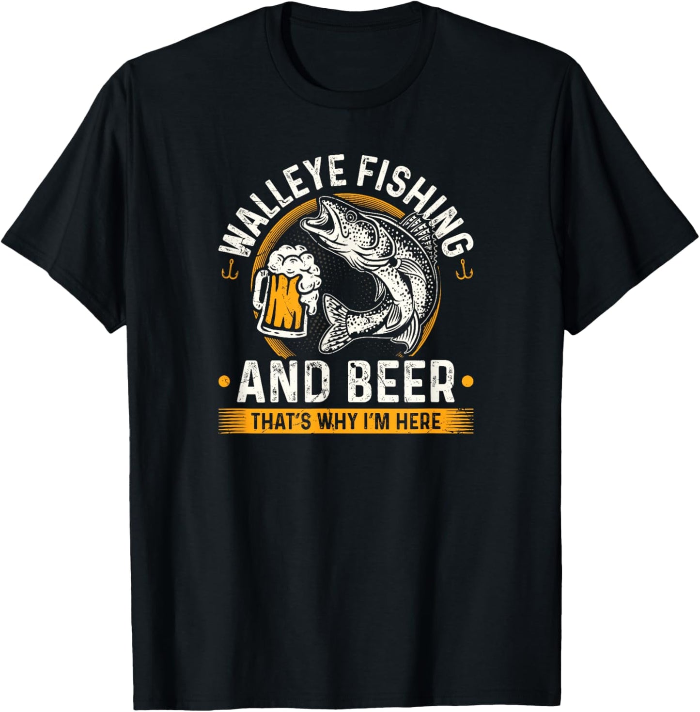 Walleye Fishing and Beer Fisherman T-Shirt - T-Shirt | Black