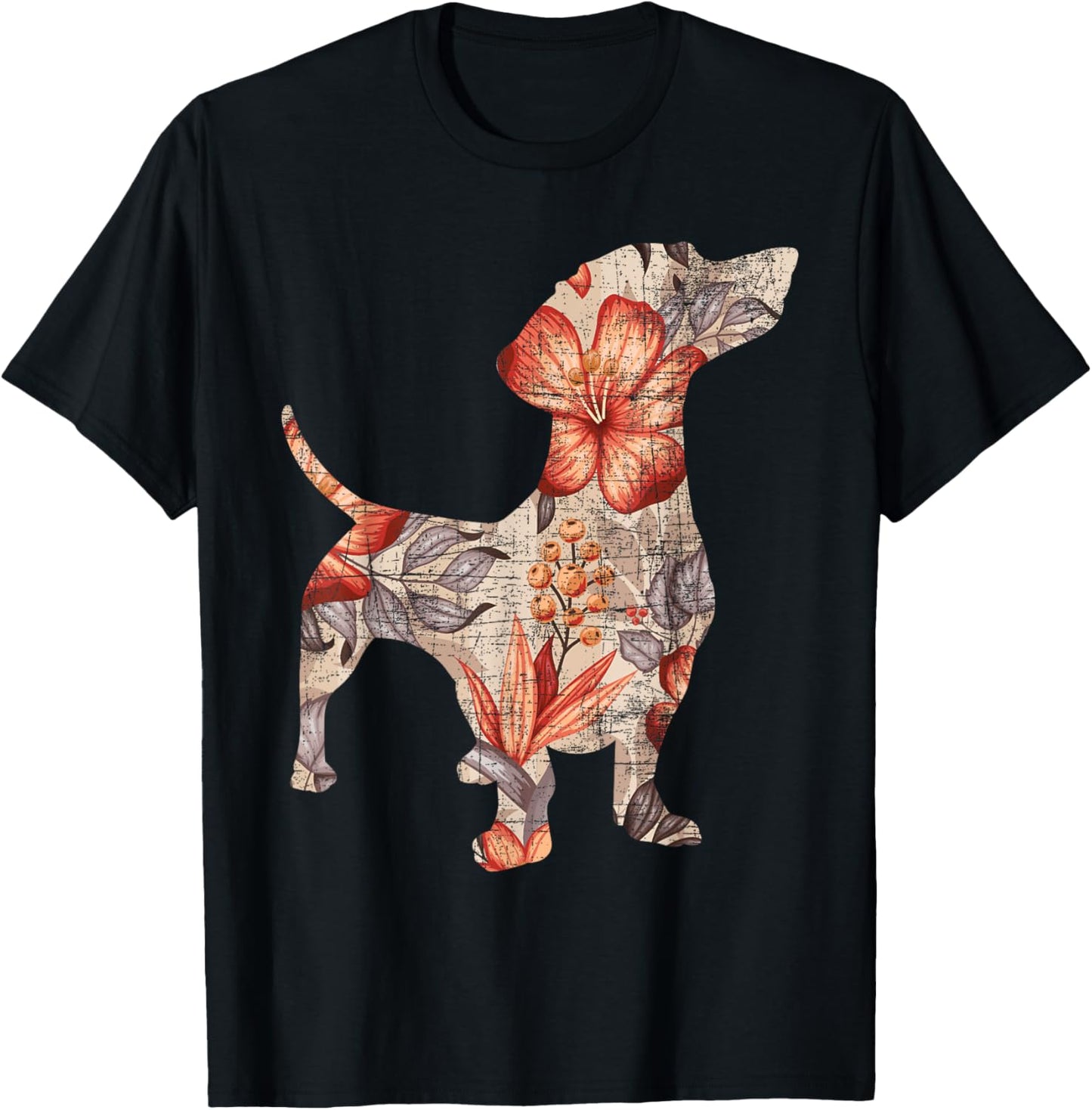Floral Dachshund - Pet Breeder Dog Owner Animal Lover T-Shirt - T-Shirt | Black