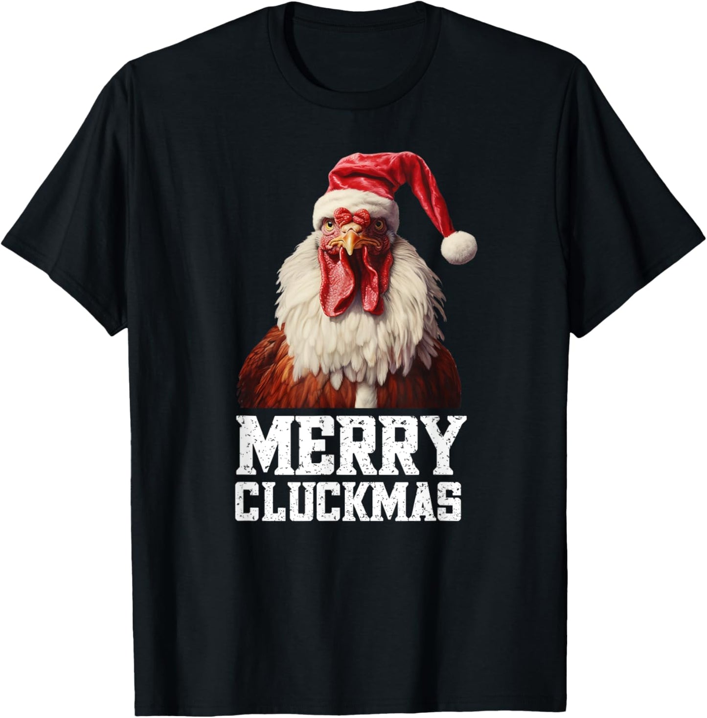 Funny Chicken Santa Farm Bird Xmas Humor Rooster Christmas T-Shirt - T-Shirt | Black