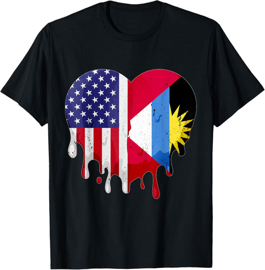 Antigua American Patriot Grown Country Melting Heart T-Shirt - T-Shirt | Black