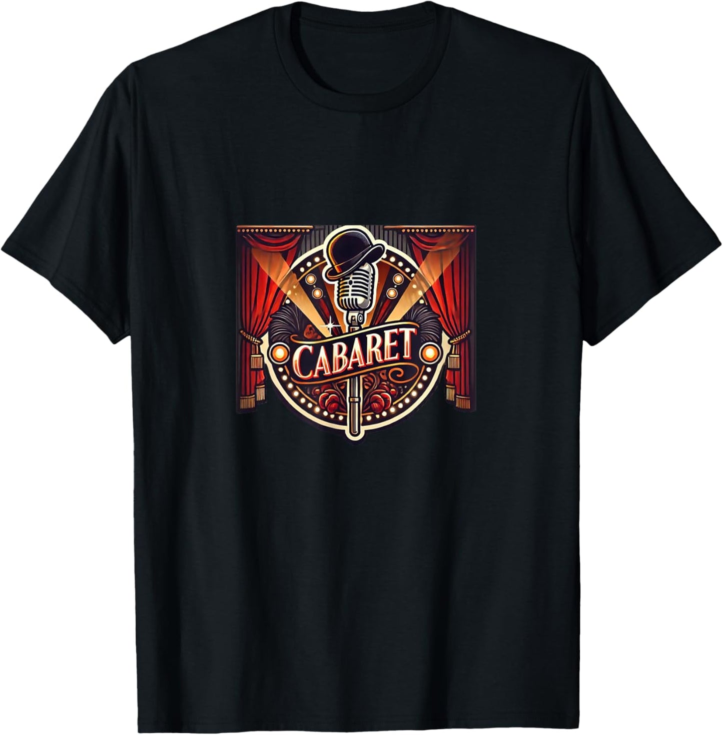 Stage Notes Cabaret Musical Theatre - Adults - Black - Small - Short Sleeve - Retro Casual - Cabaret Theme T-Shirt - T-Shirt | Black