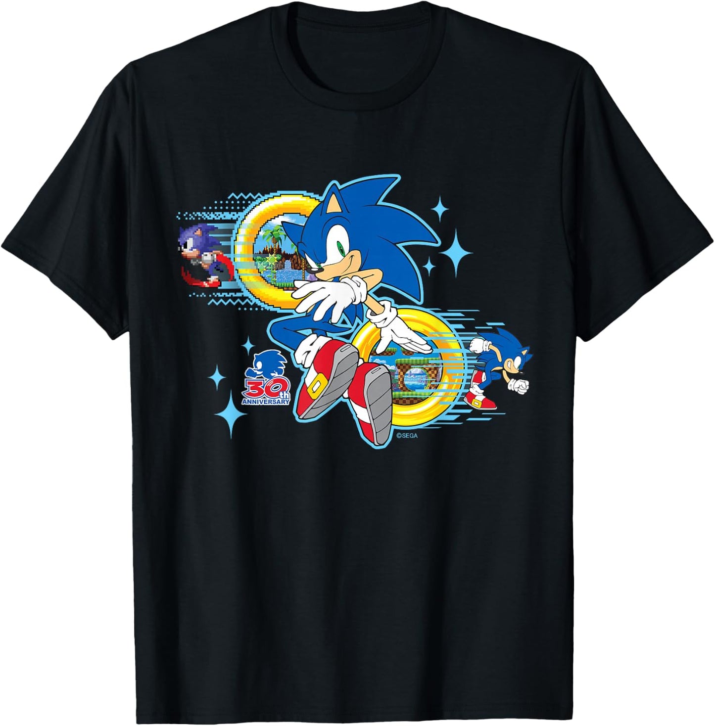 Sonic the Hedgehog's 30th Anniversary Short Sleeve T-Shirt - T-Shirt | Black