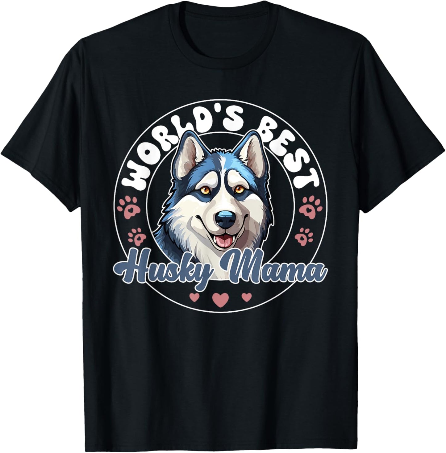 Siberian Husky Groovy World's Best Husky Mama T-Shirt - T-Shirt | Black