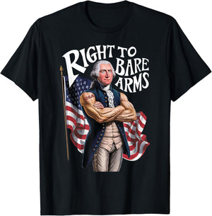 Funny USA George Washington Patriotic Right to Bear Arms Women Men T-Shirt - T-Shirt | Black