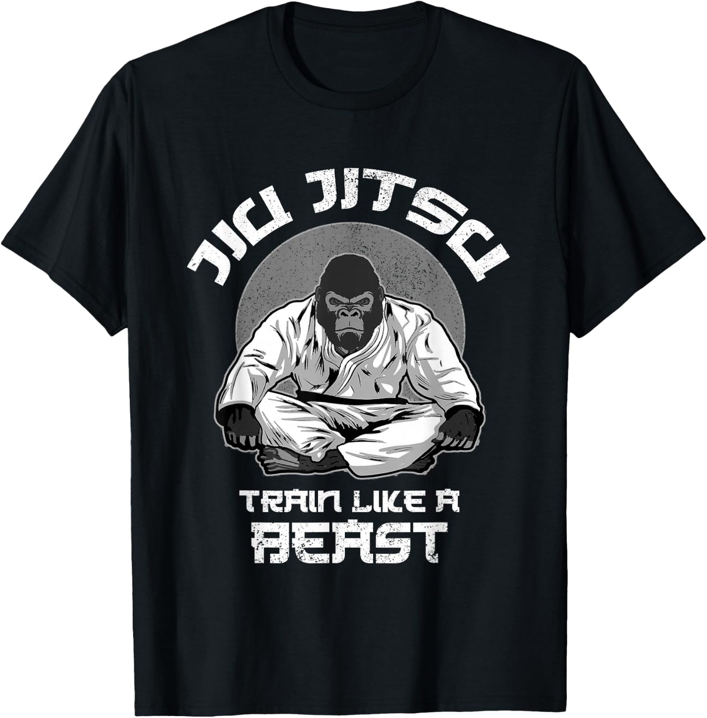 Train like a Beast Jiu Jitsu, BJJ Grappling MMA Gorilla T-Shirt - T-Shirt | Black