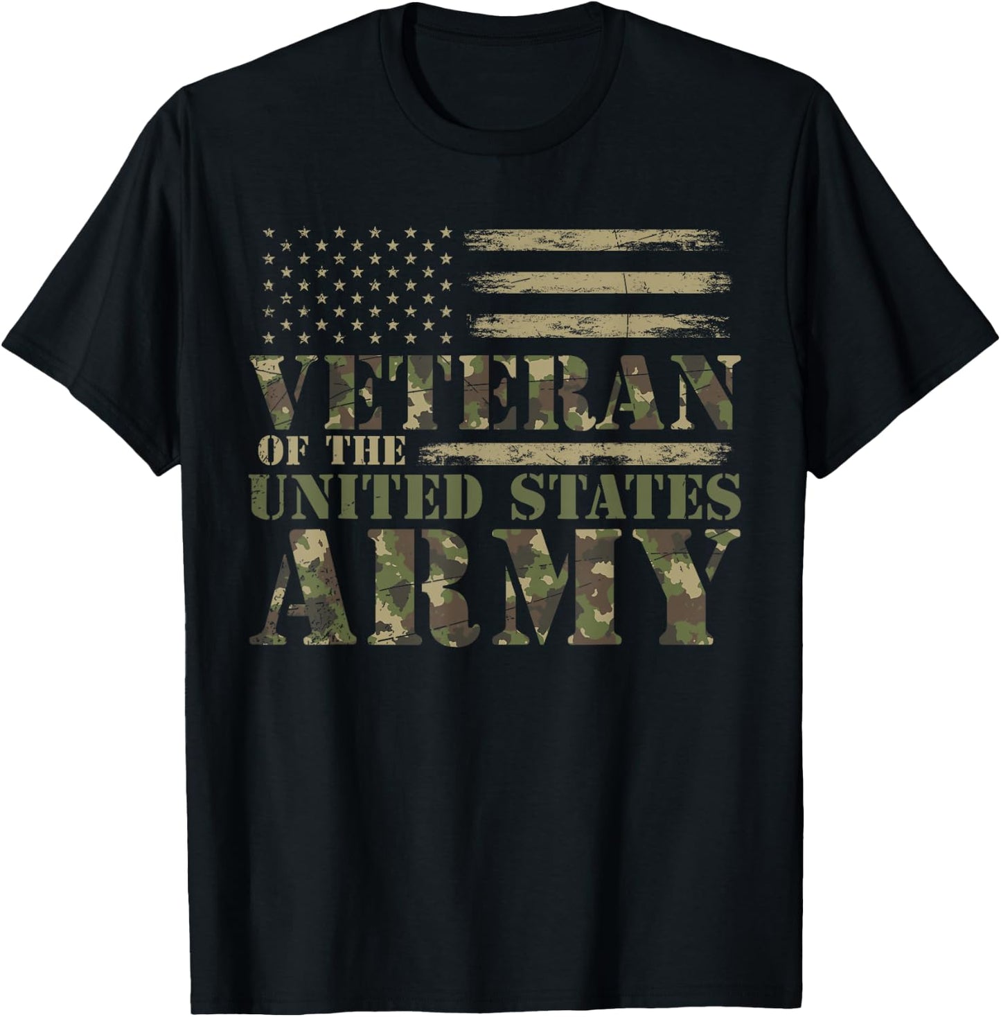 Proud Soldier United States Army USA Flag Camouflage Veteran T-Shirt - T-Shirt | Black