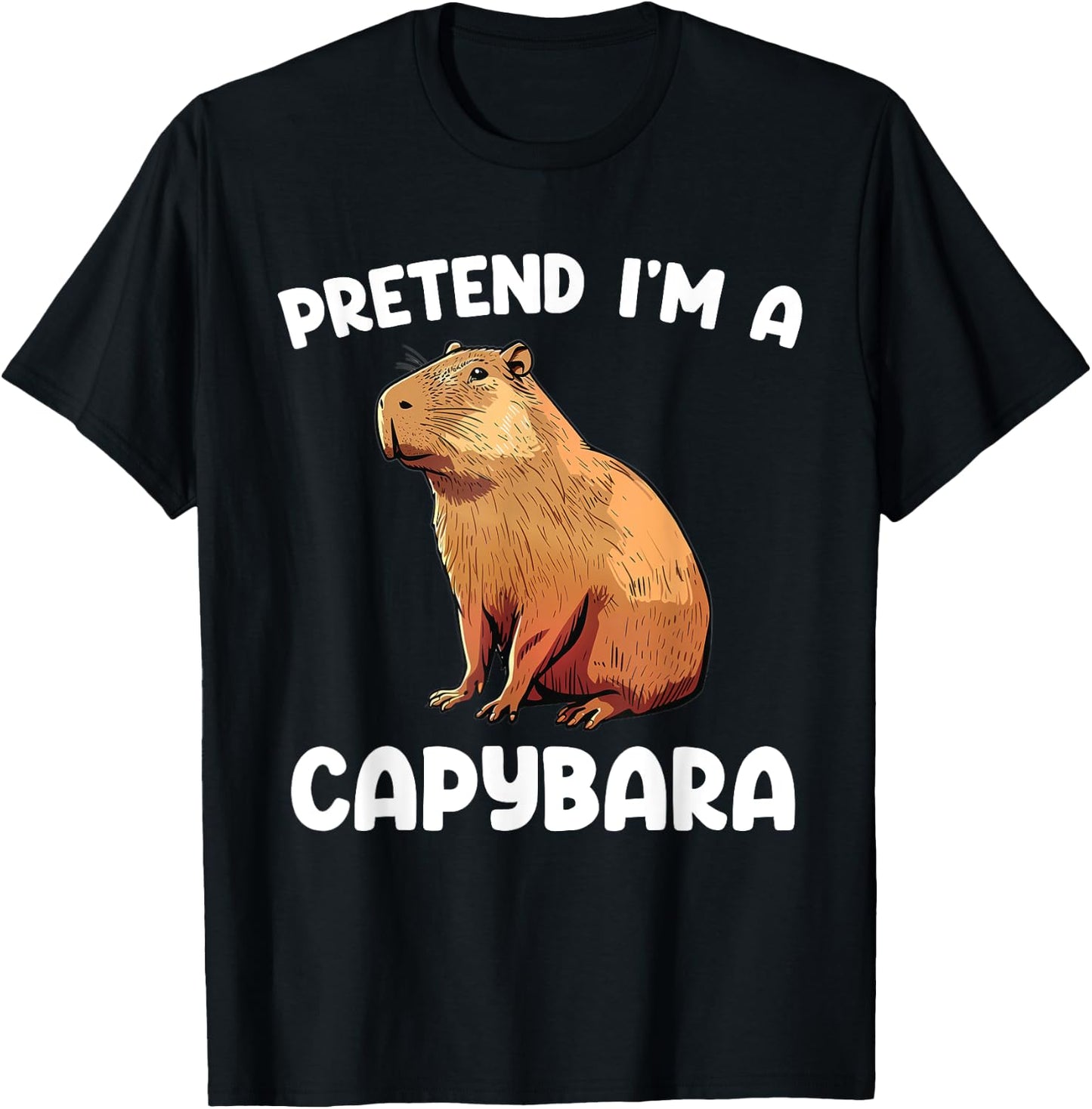 Pretend I'm A Capybara Funny Lazy Halloween Capybara Costume T-Shirt - T-Shirt | Black
