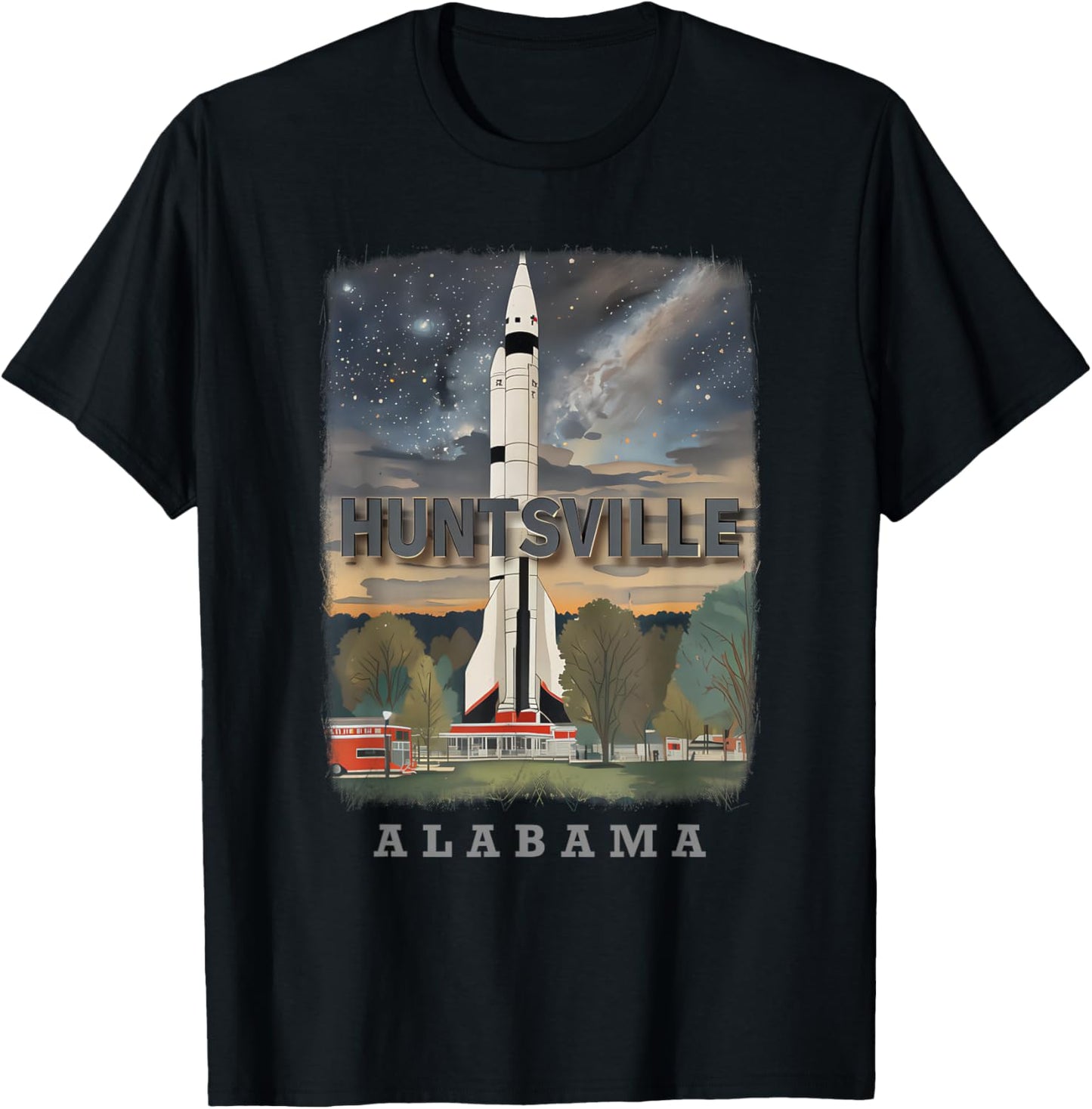 Huntsville Alabama AL Rocket City SD047 T-Shirt - T-Shirt | Black