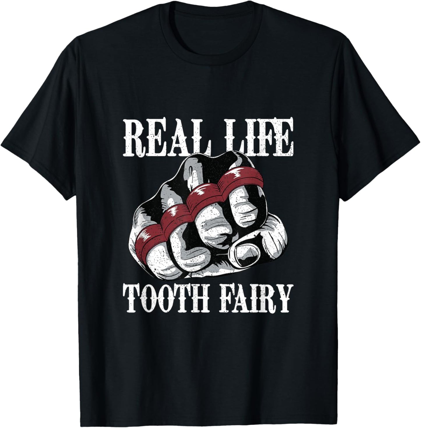 Funny Real Life Tooth Fairy Fist With Brass Knuckles Boxing T-Shirt - T-Shirt | Black