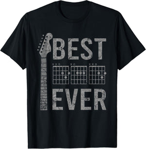 Best Dad Ever Chord Guitar Guitarist Father's Day Musician T-Shirt - T-Shirt | Black